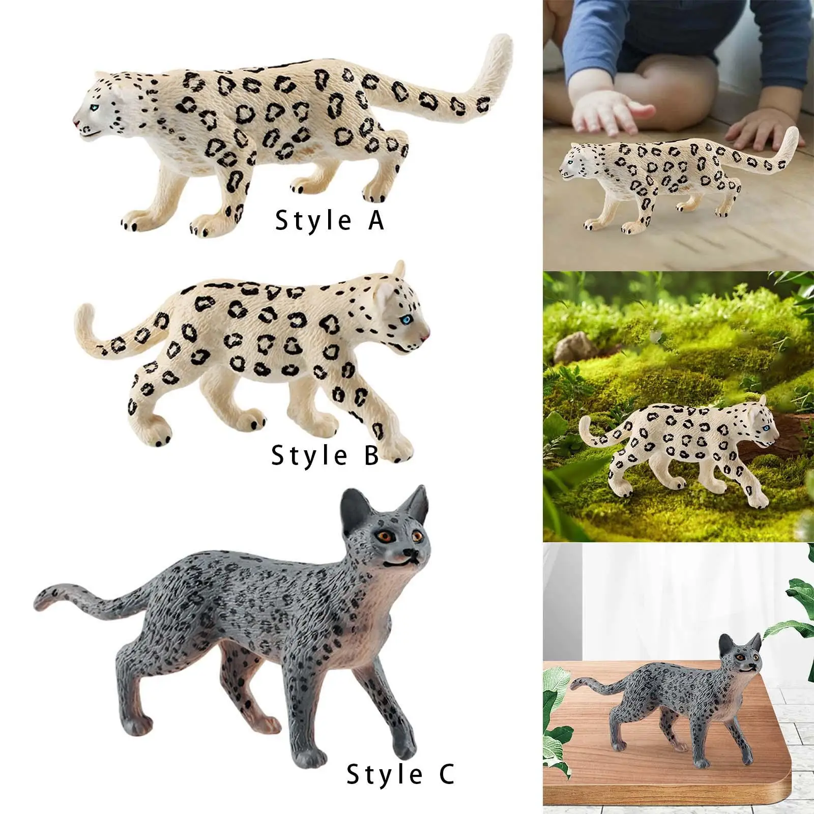 Leopard Figurine Snow Leopard Playset Model Kids Children Wildlife Animal Statue for Christmas Present Birthday Gifts