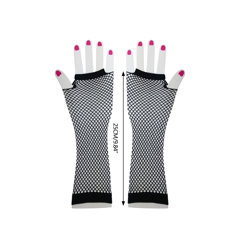 1 paar 80s 90s Kurze Hand Handschuhe Kurze Handschuhe Punk Neon Finger Handschuhe Phantasie Kleid Zubehör für kostüm Party DXAA – Detail 6
