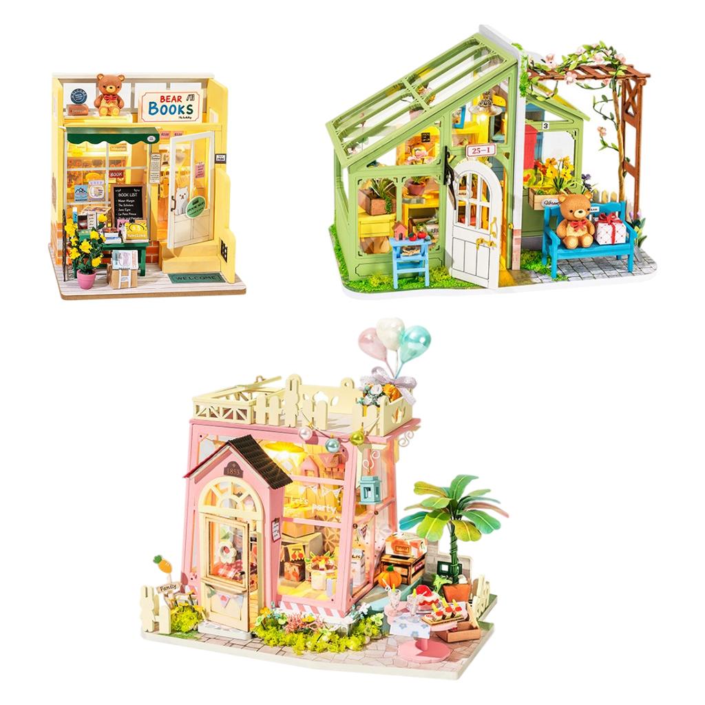 DIY Handcraft Dollhouse with Realistic Furniture Kit LED Light Wood Modern House 3D Puzzles Self Assembly Doll House Toys