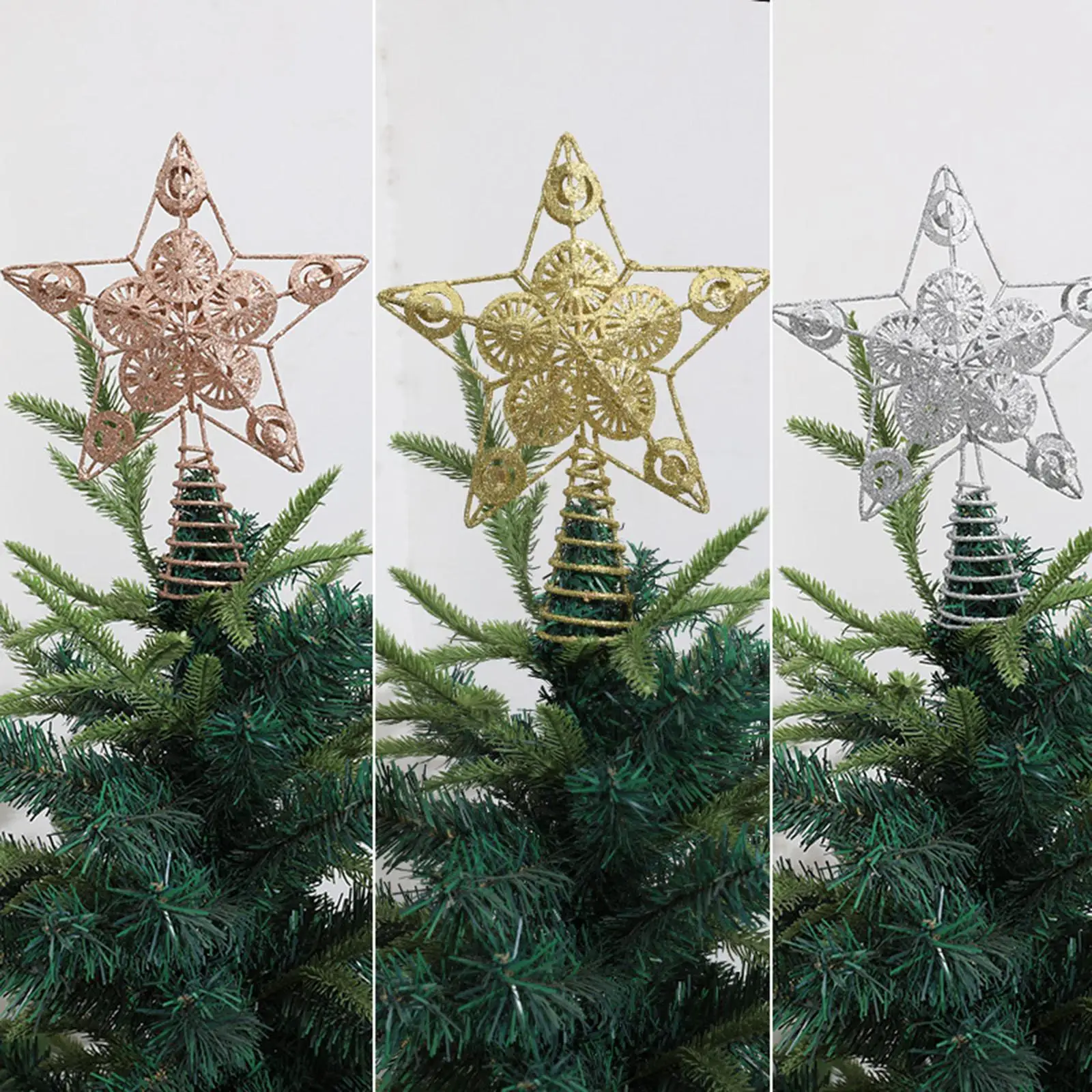 Christmas Tree Top Star Treetop Glitter for Xmas Tree Desk Decoration