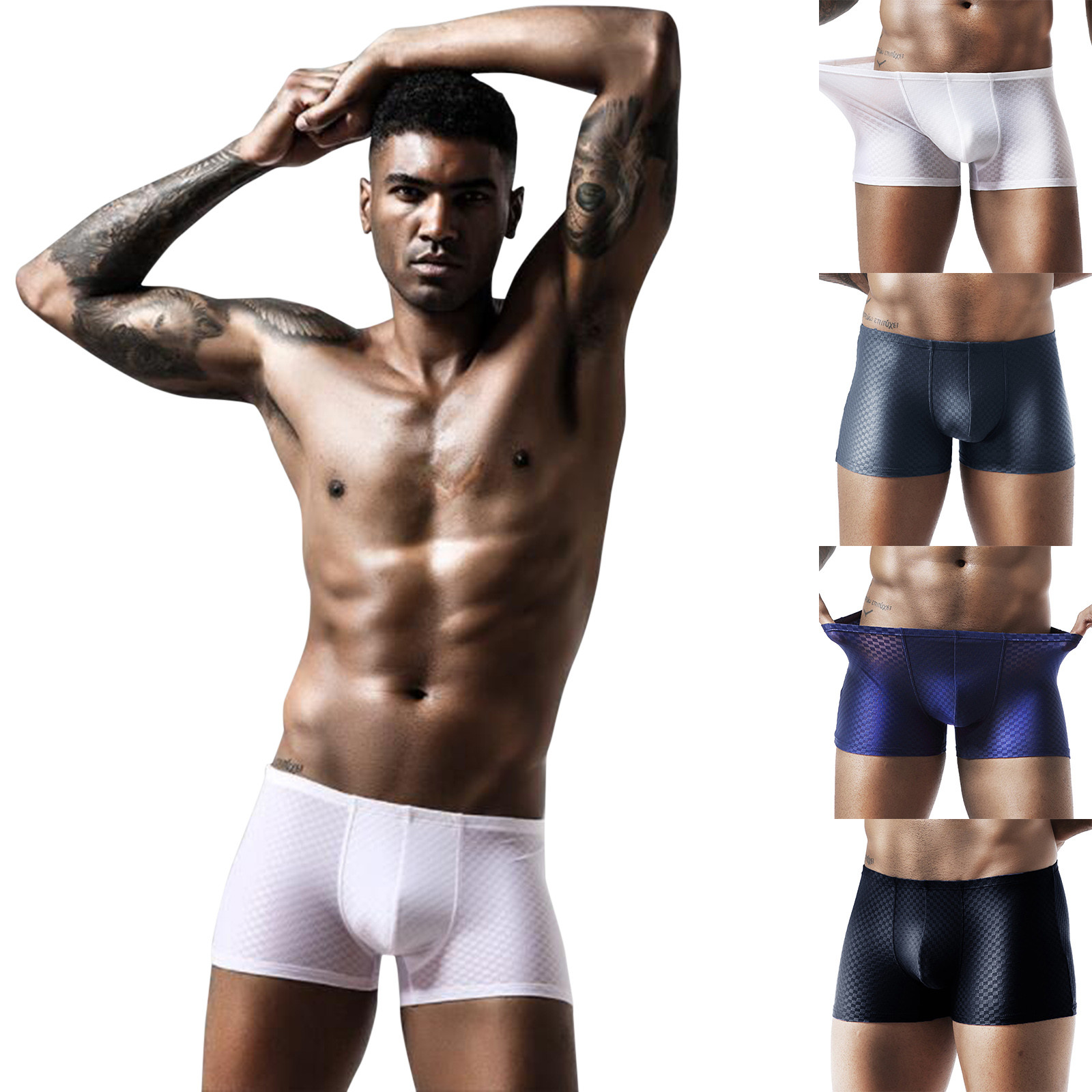 Title 1, Boxer en soie glacée transparente pour homme, s...