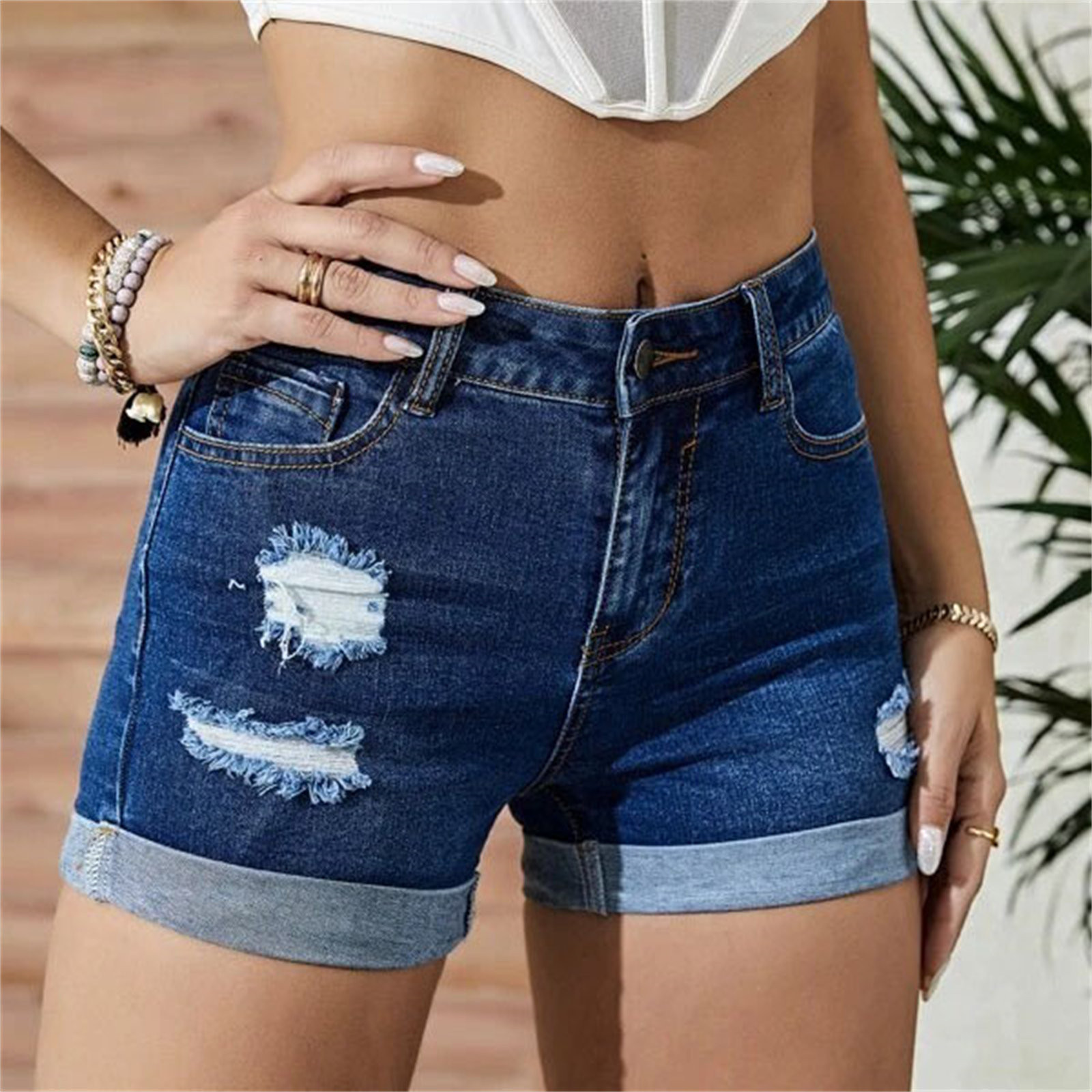 feminino, mini calças jeans, shorts com tudo