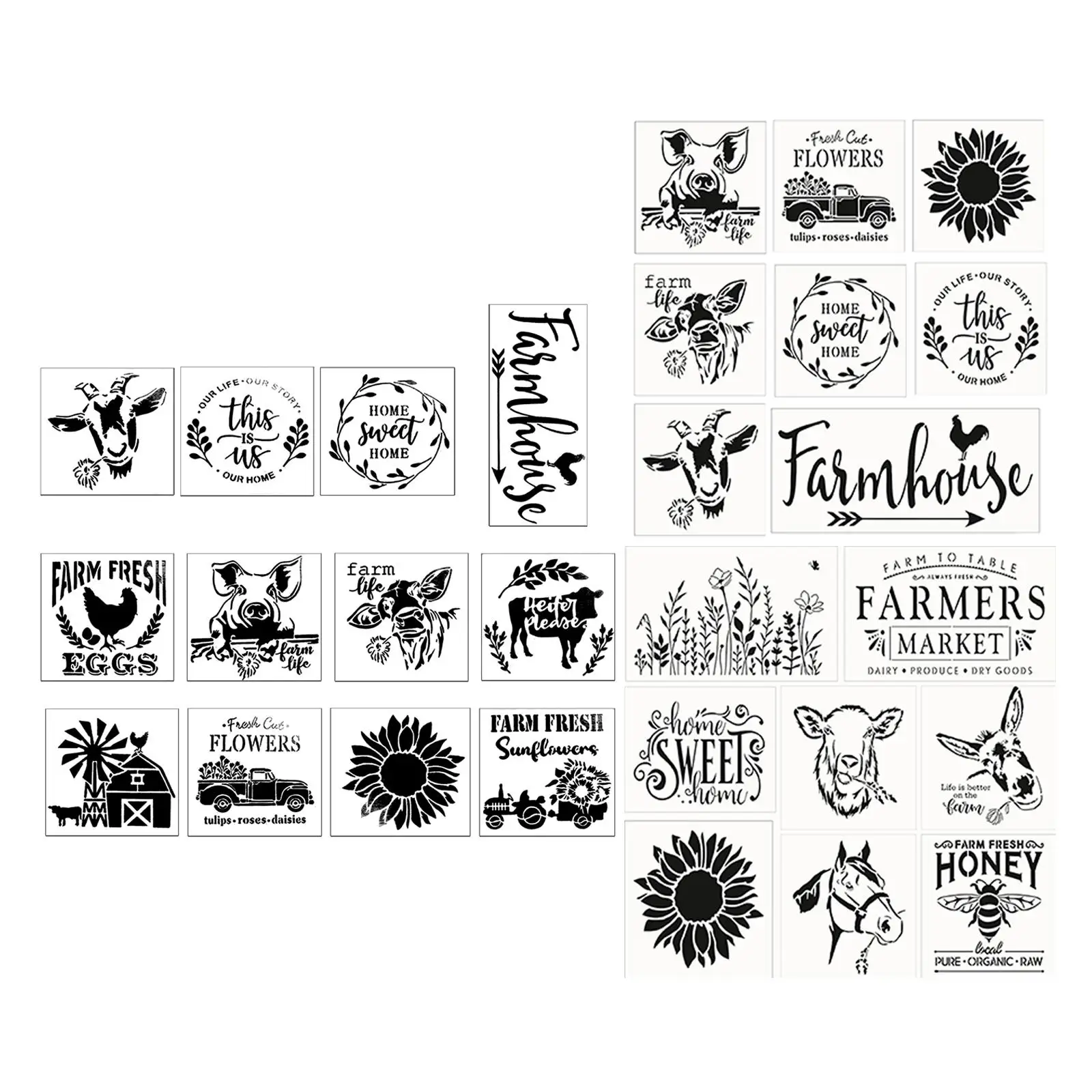 Farm Theme Stencils Painting Template Set for crafts Scrapbooking Graffiti Card Making