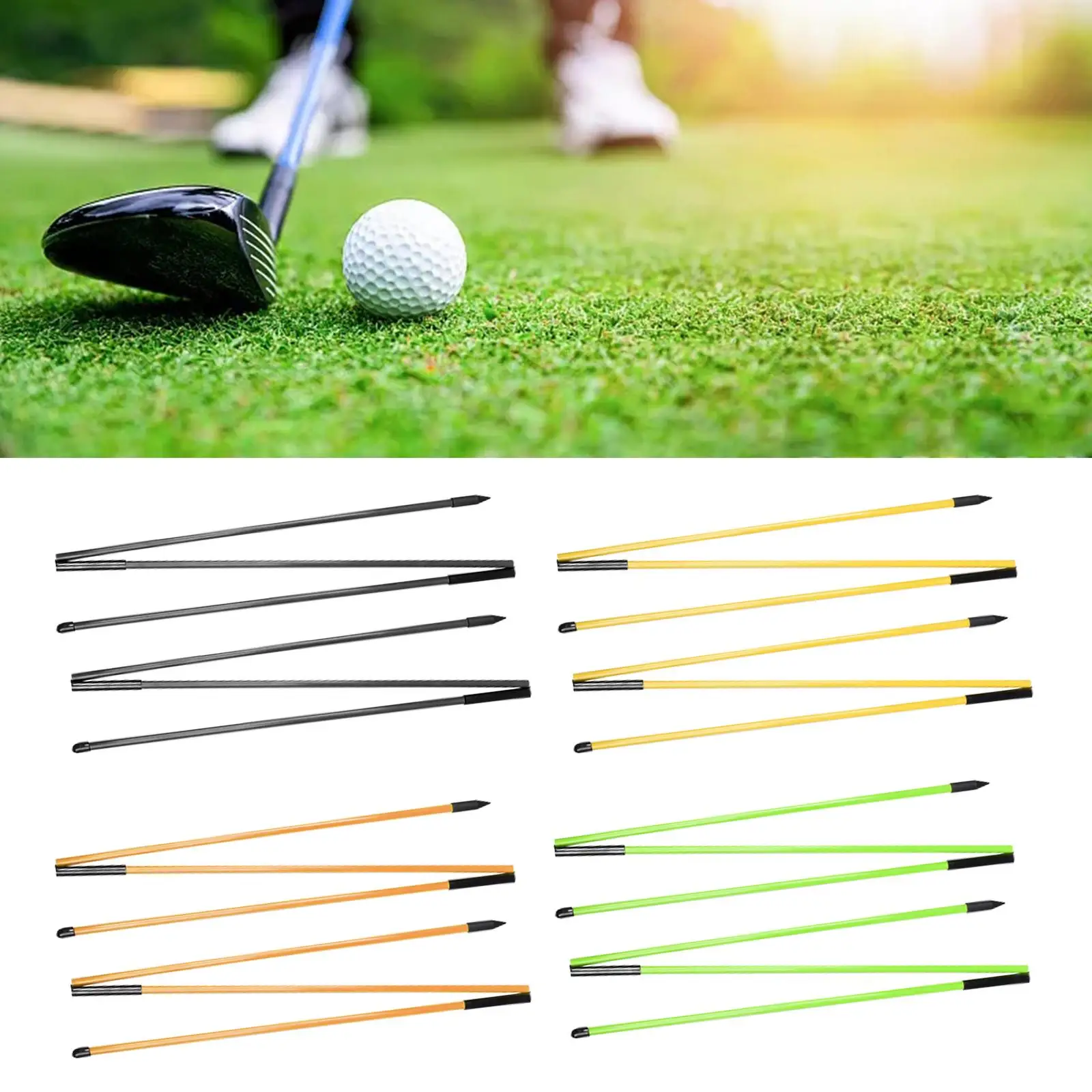 2 Pieces Golf Alignment Sticks Golf Swing Trainer Foldable Alignment Rods Golf
