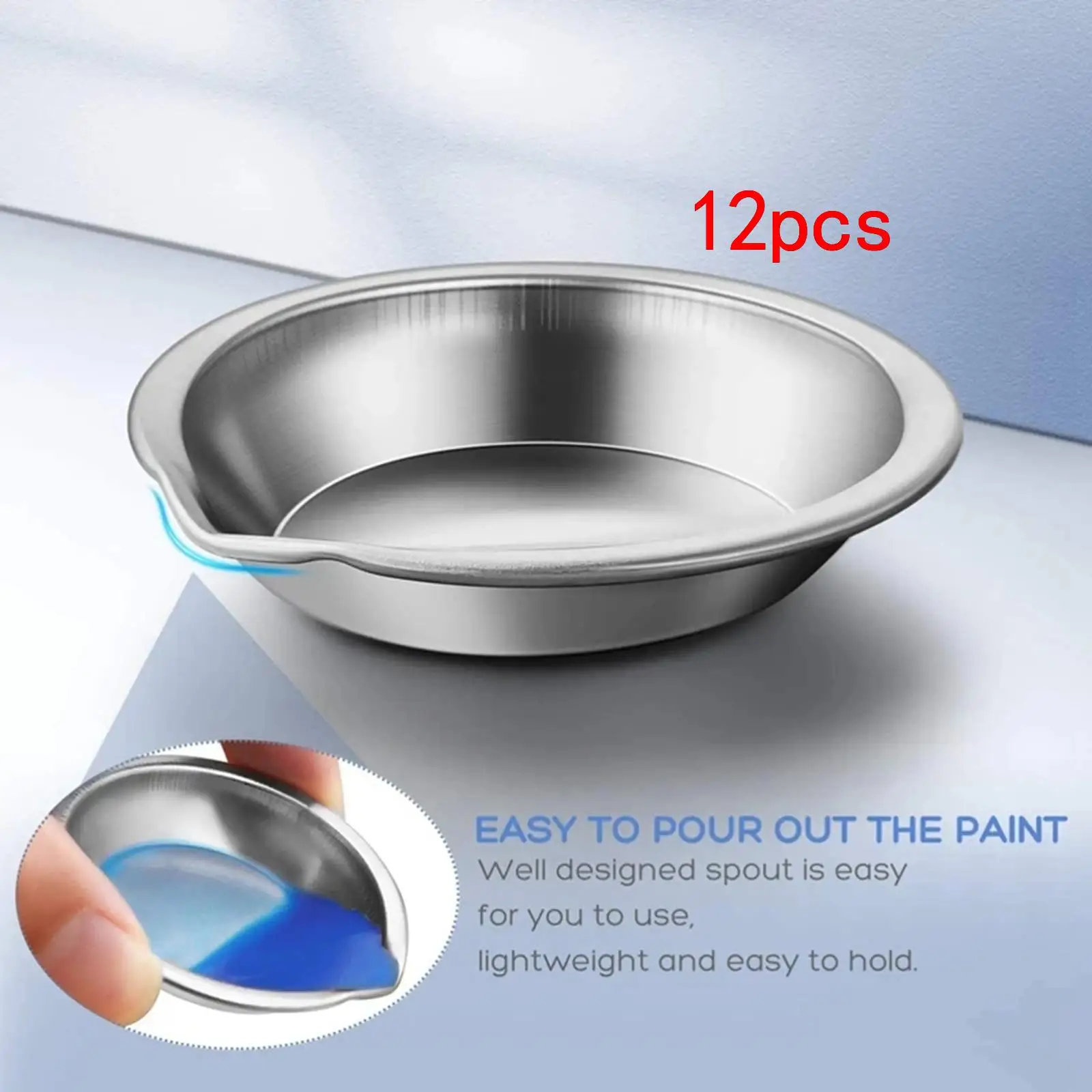 12Pcs Round , Painting , Paint Tray Projects Stainless Steel Small  Craft for Home Supplies Students