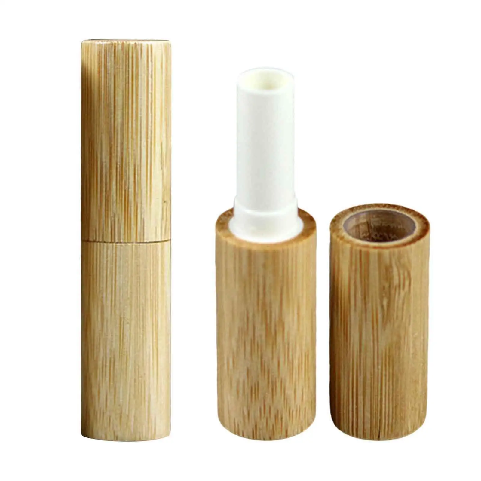 2x Lip Glosses Bottles Lip Balm Containers Bamboo Shell Empty DIY Sample Packaging Lip Oils Bottles for DIY Lipstick Women