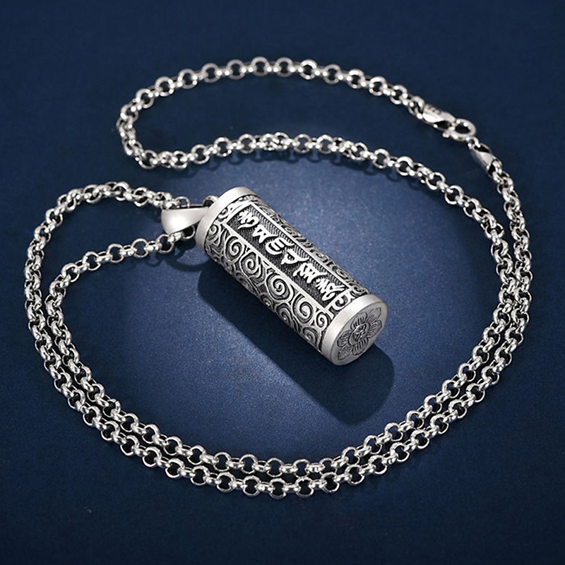 1 Stück 990 Pillen etui aus reinem Silber Pillen dose wasserdichte Zylinder anhänger Pillen dose mit Ketten halskette – Detail 7