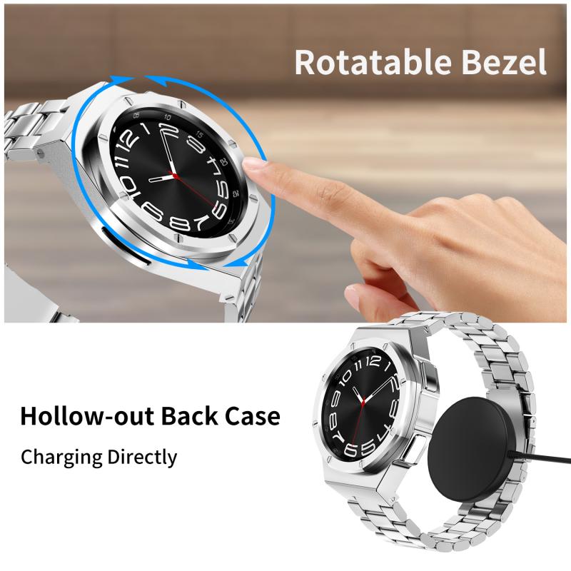 Modification Kit Case For Samsung Galaxy Watch6 Classic 47mm 43mm Stainles Steel Metal Strap Bracelet Galaxy6Classic Rubber Band