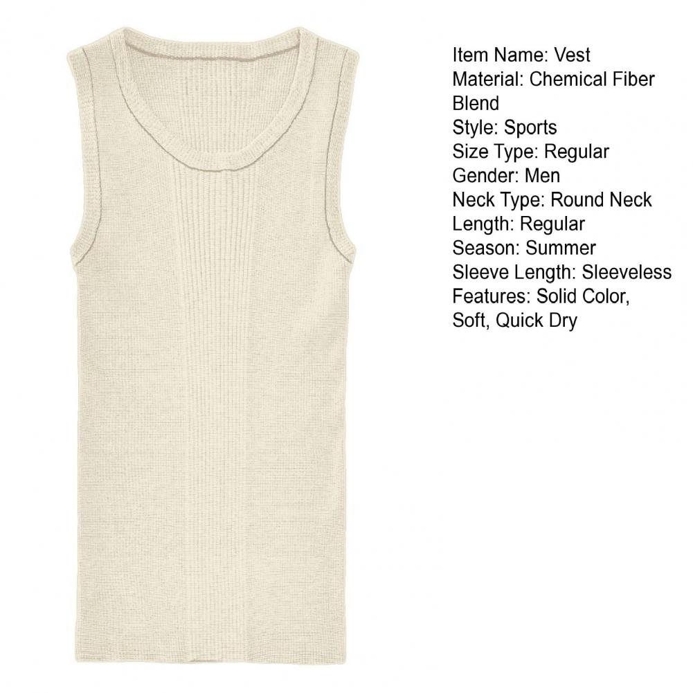 Description Picture 4 of itemSummer Men Vest Sleeveless Roun Neck Slim Fit Ribbed Knitted Elastic Breathable Casual Activewear Workout Fitness Gym Tank Top