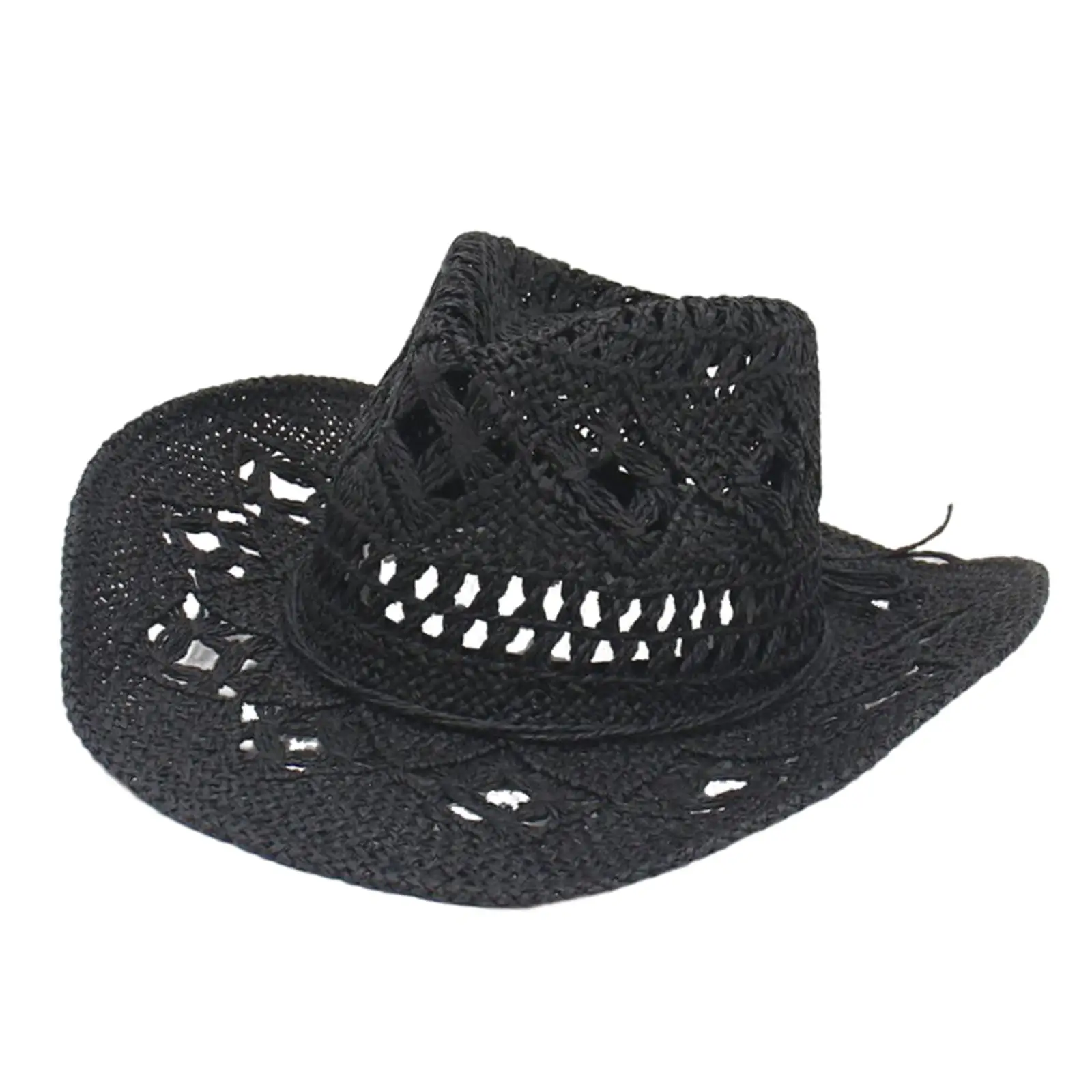 Fashion Summer Straw Western Cowboy Hat Hand Woven Breathable Sun Hat