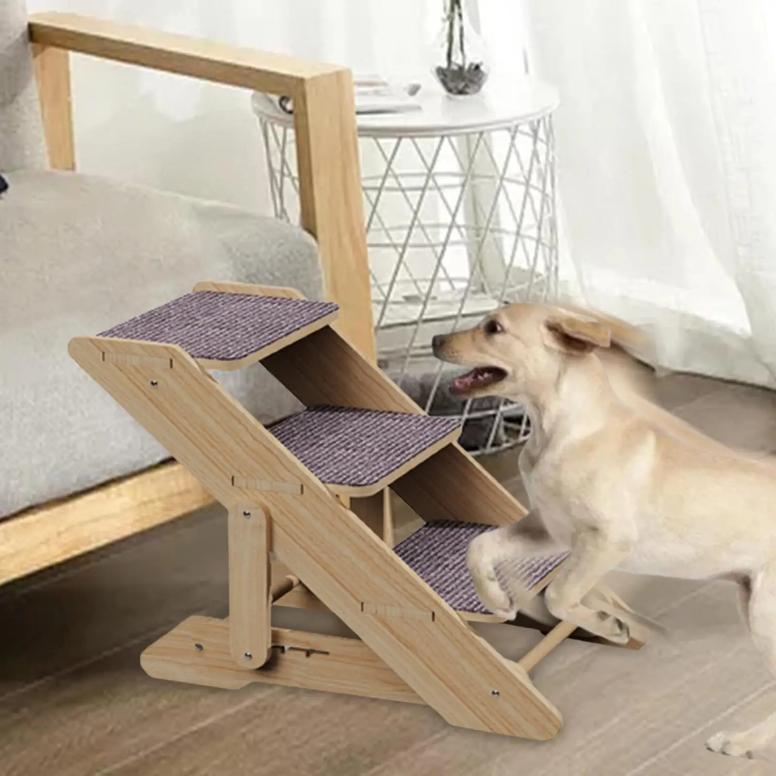 Dog Stairs Ladder Dog Ramp for Small Dogs Cats Pet Supplies Wood Anti Slip Stairs Dog Climbing Ladder Pet Ramp for Bed Home