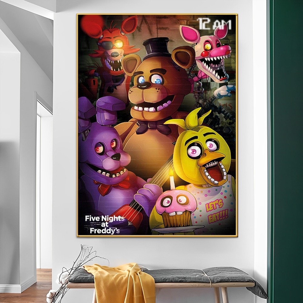 Fnaf F-Five N-Nights At F-Freddys аниме плакат, самоклеящееся искусство,  фотообои, винтажное украшение | AliExpress