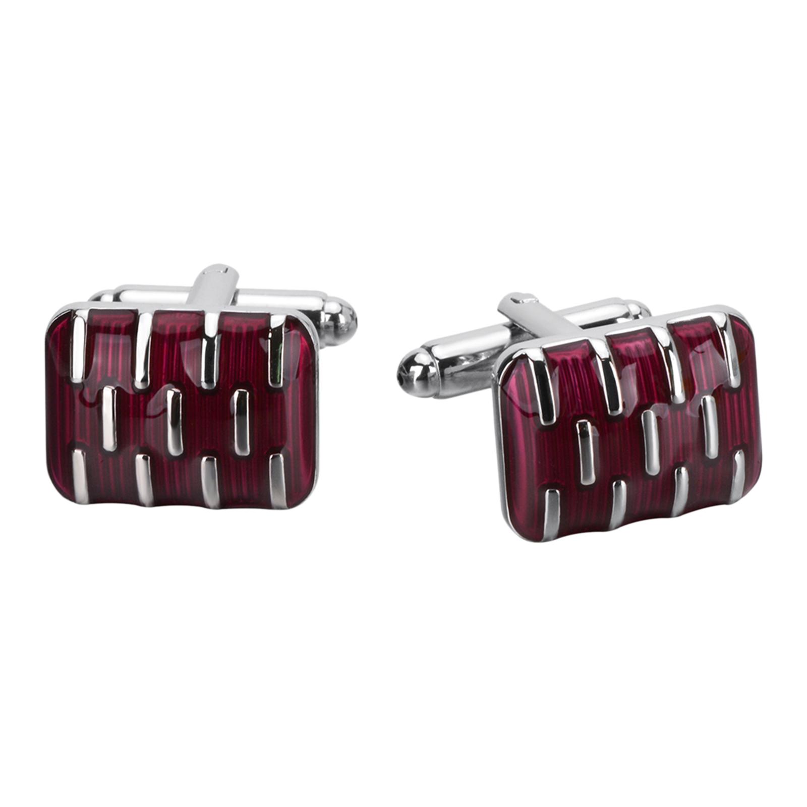 2Pcs Dark Red Men Cufflinks Cuff Links for French Cuff Shirt Valentines Day