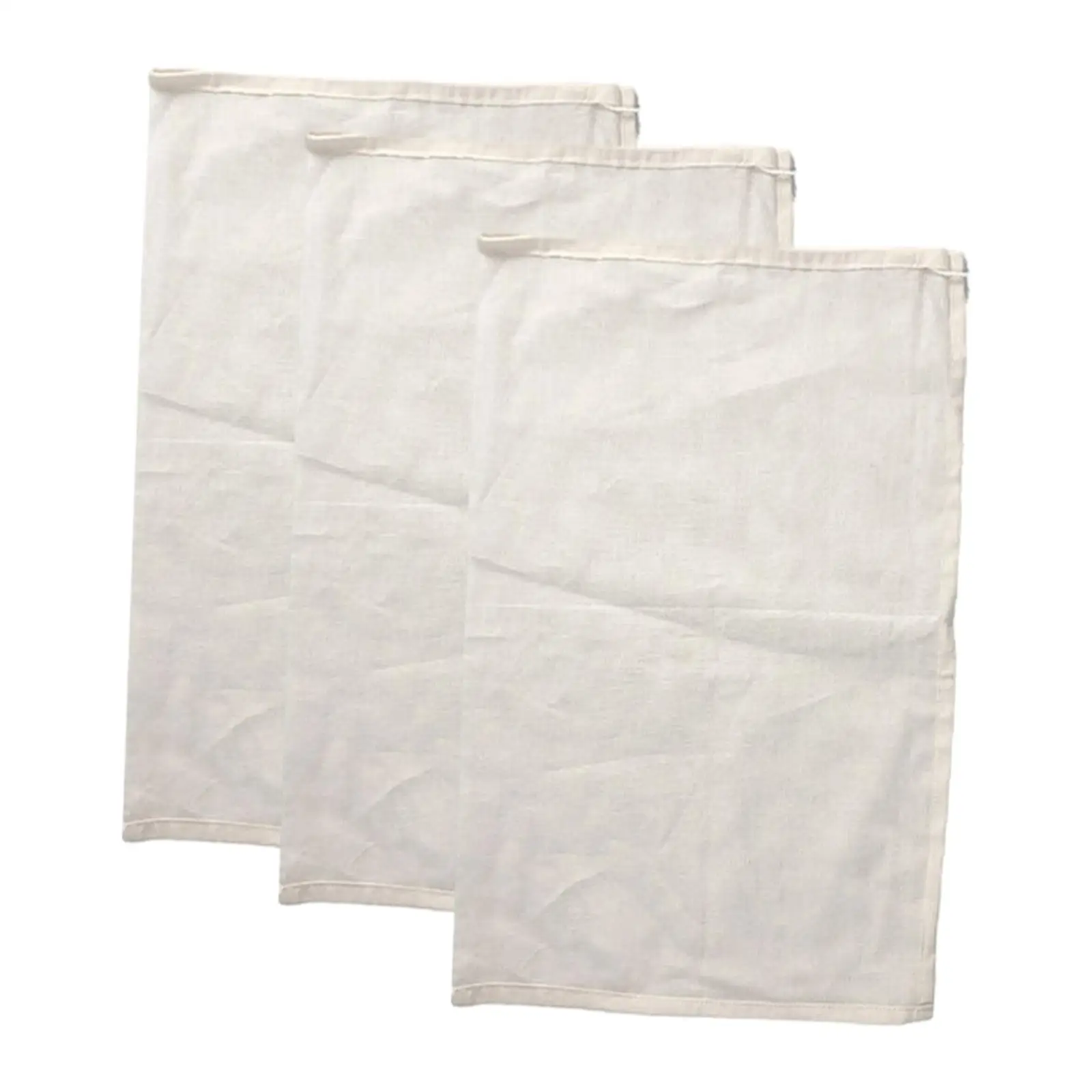 3x Muslin Drawstring Bags Reusable Fine Mesh Straining Multipurpose Food Strainer Bags for Tea Vegetables Fruits Bone Coffee