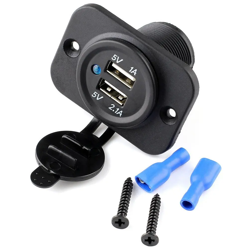 1A/2.1A Charger Port Socket for Car Boat Autobike 12v Dual 2 USB Outlet