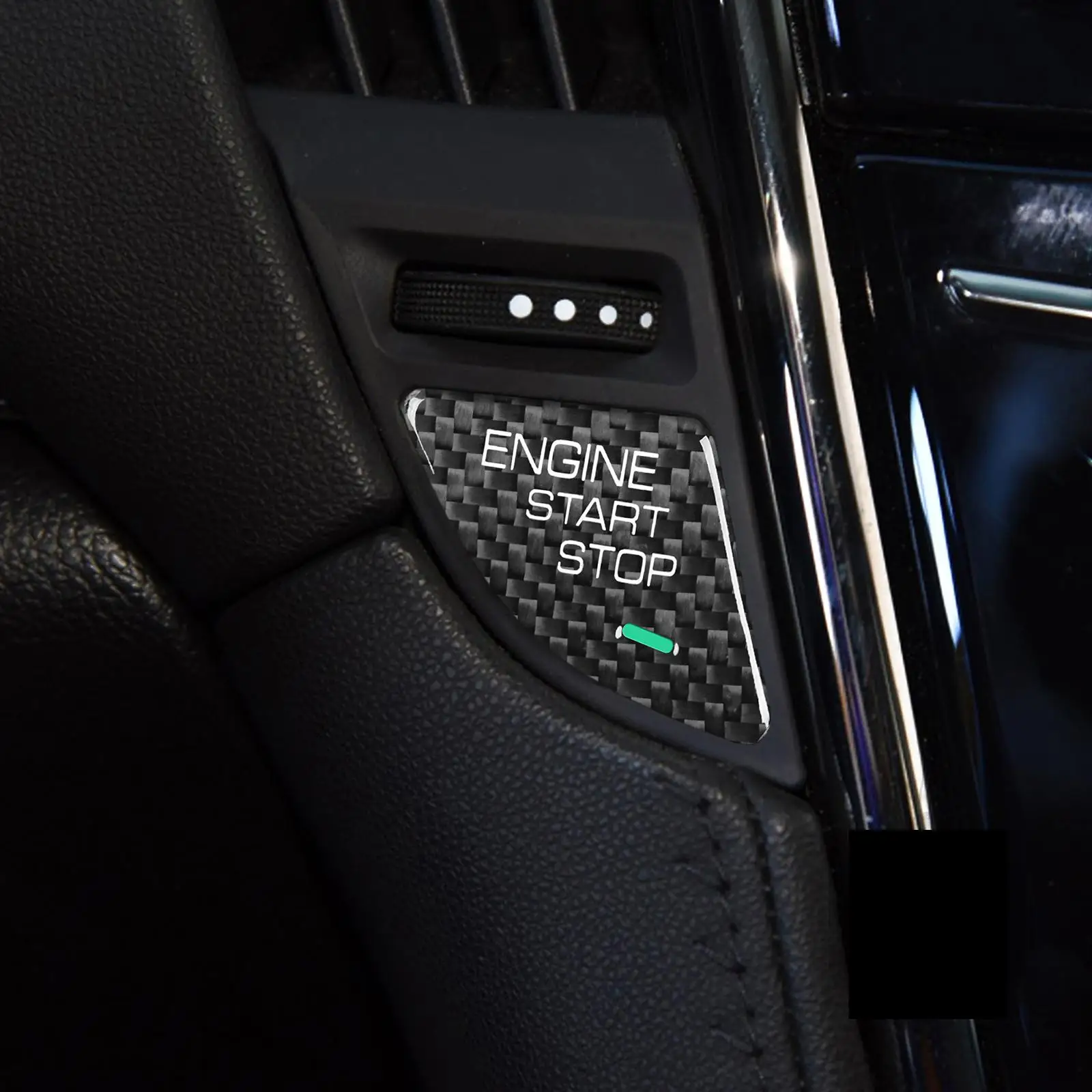 Carbon Fiber Style Engine Ignition Button Cover Sticker Adhesive Fashion Trim Car