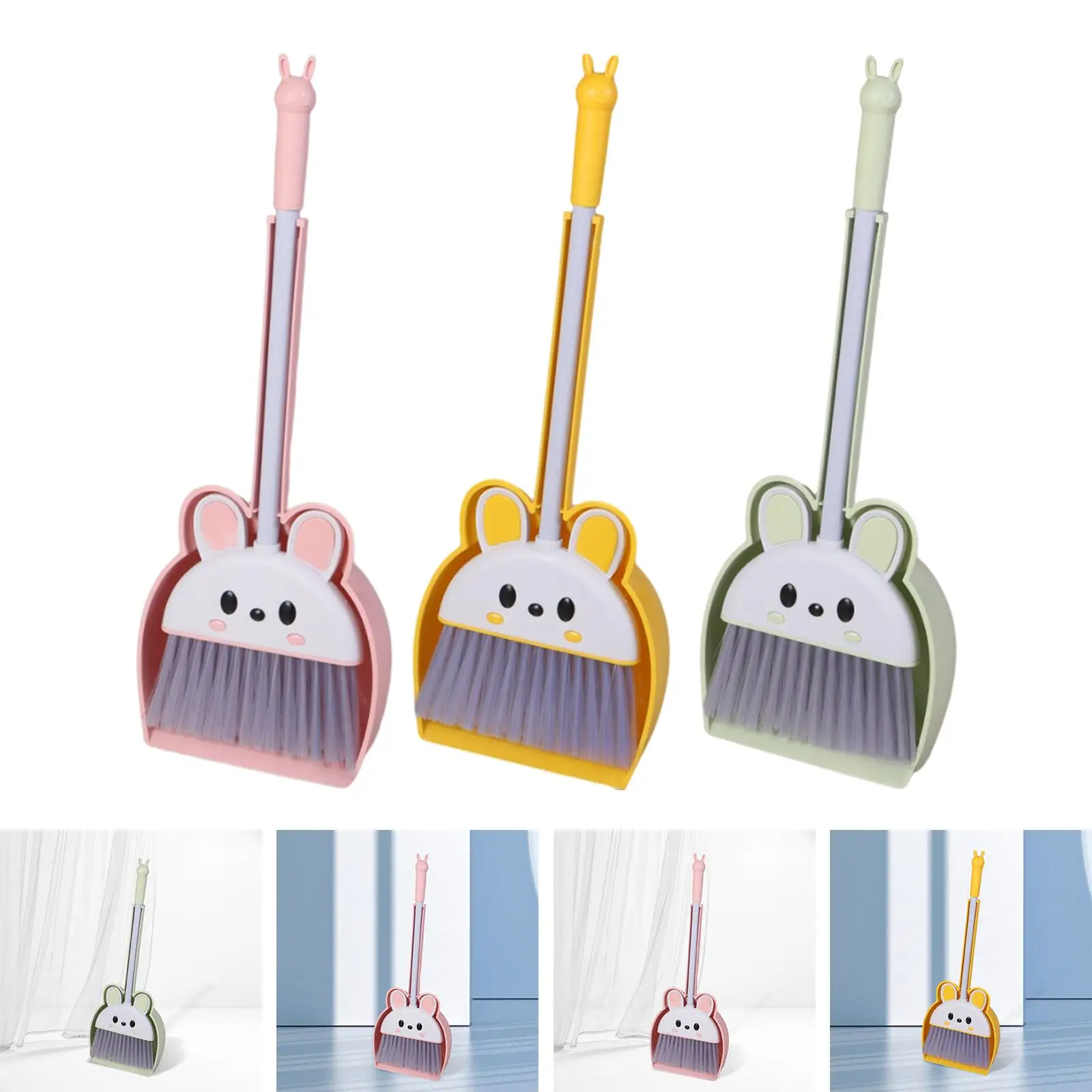 Little Housekeeping Helper Set Cute Rabbit Birthday Gifts Early Learning Toddlers Broom Set for Kindergarten Age 3-6 Years Old