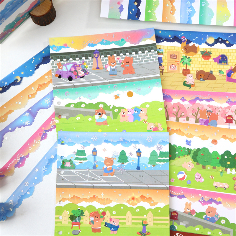 Kawaii stars moon clouds Decorative Adhesive Tape Hot silver Masking Washi Tape Diy Scrapbooking Sticker Label korean Stationery 3 5.JPG