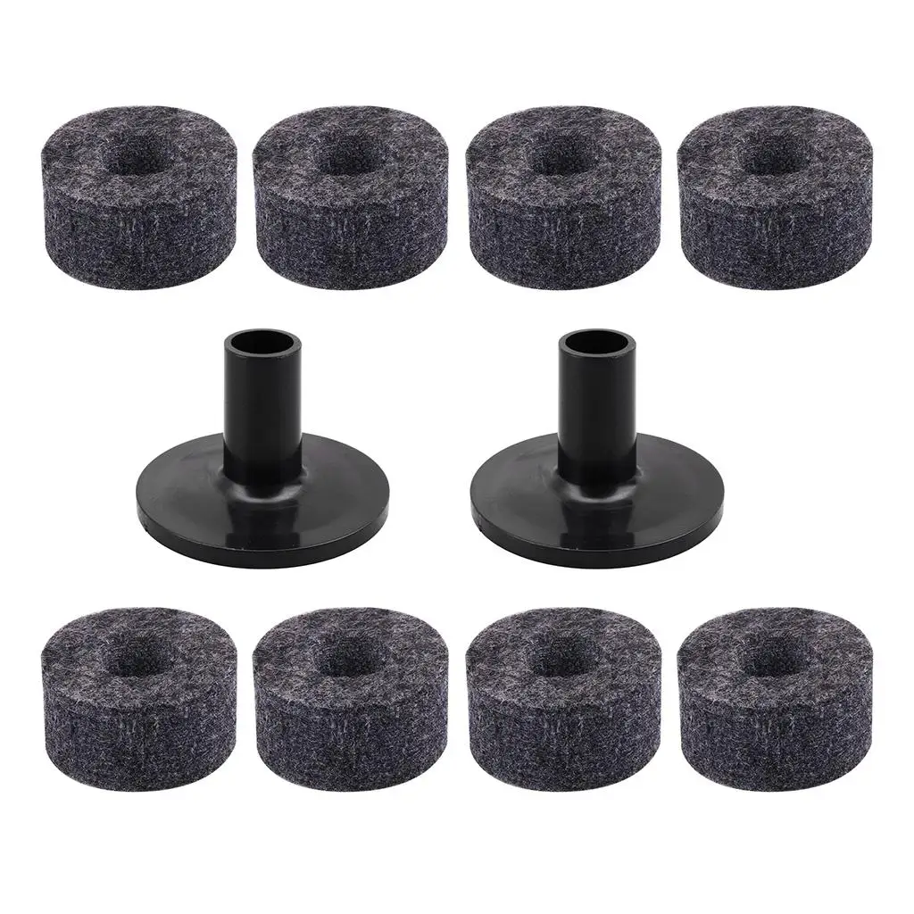8Pcs Drum Cymbal Felts + 2Pcs Cymbal Sleeve Percussion Replacement Parts