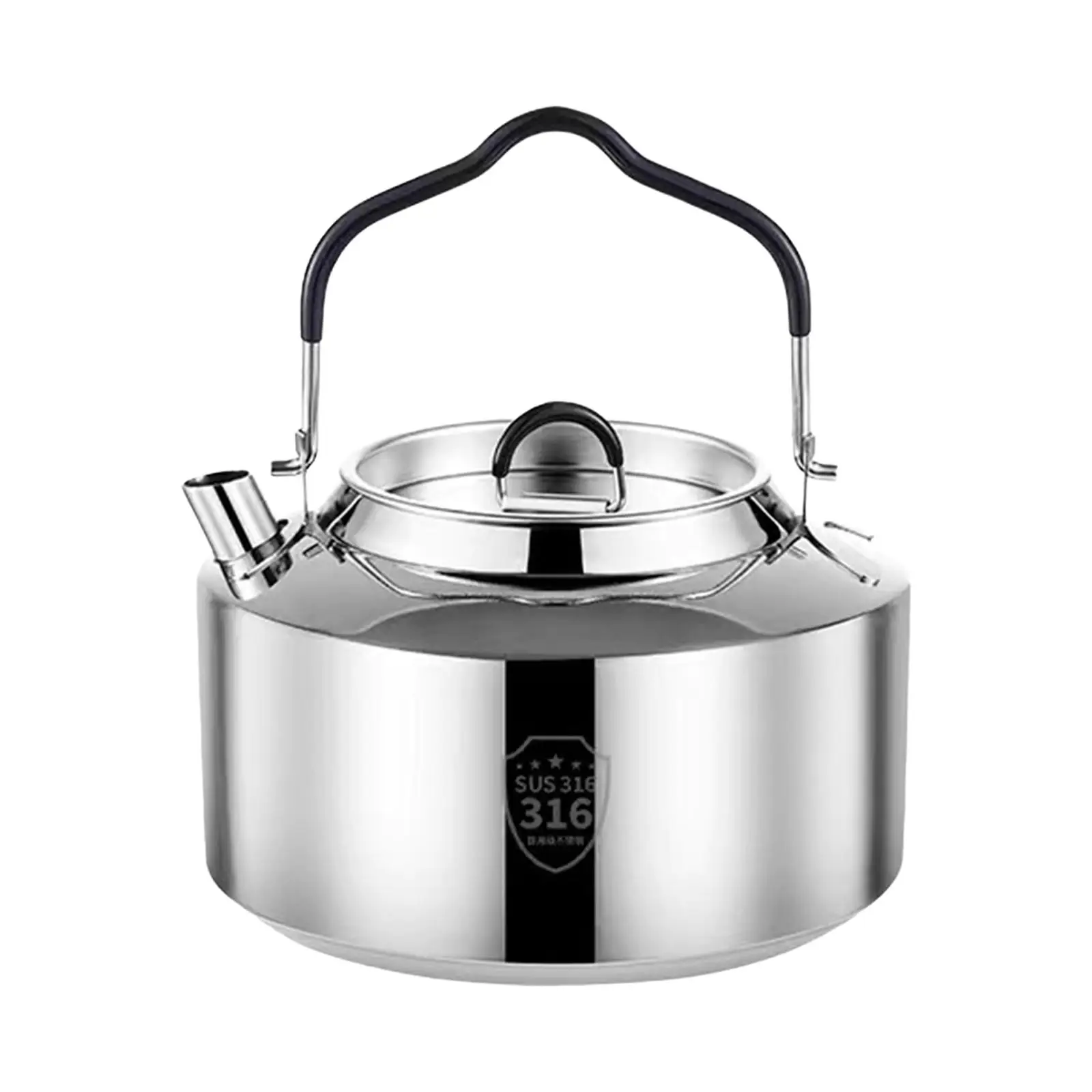 1.5L Camping Water Kettle Anti Scald Handle Lightweight Cook Pot Teapot Teakettle for Barbecue Backpacking Hiking Kitchen