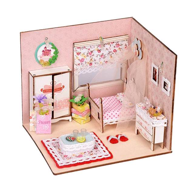 Kit miniature de maison de poupée 100% neuf et bricolage avec meubles,  maison miniature en bois 3d, kit de maison de poupées miniatures Jouets