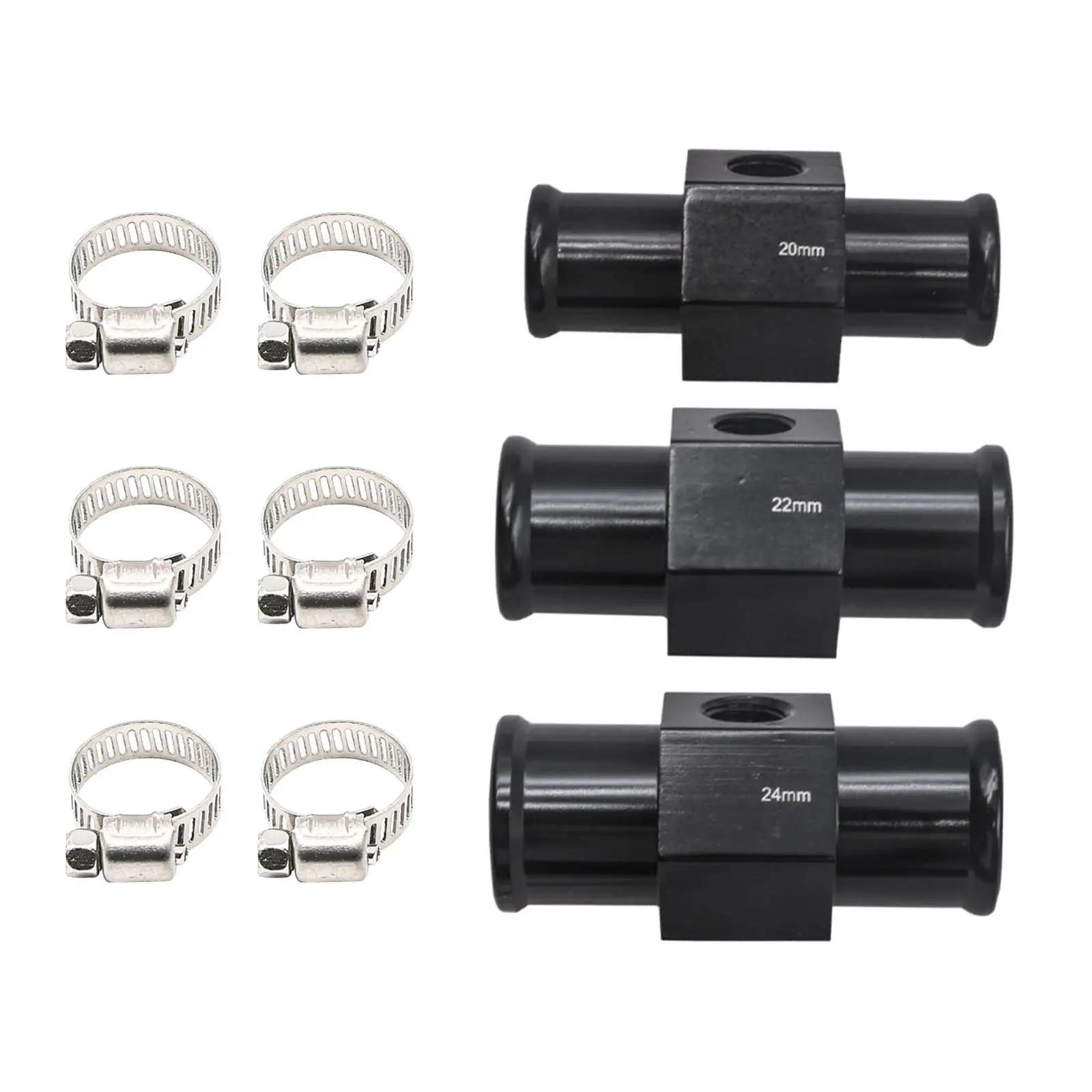 Water Temp Meter Adapter Induction Connector CNC with 2 Clamps Black Conversion Sensor Adapter Tee Joint  for Motorcycle Parts