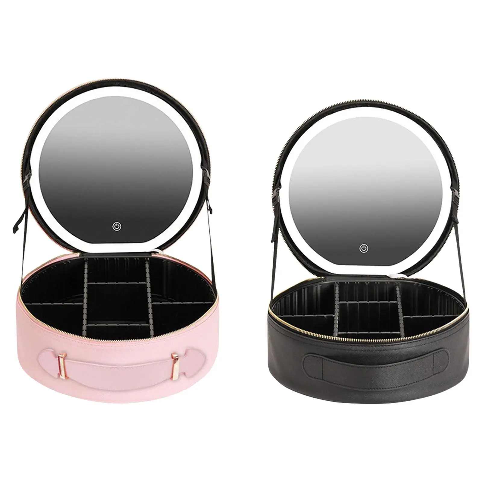 Makeup Bag with Mirror with Compartments Professional Cosmetics Storage Bag