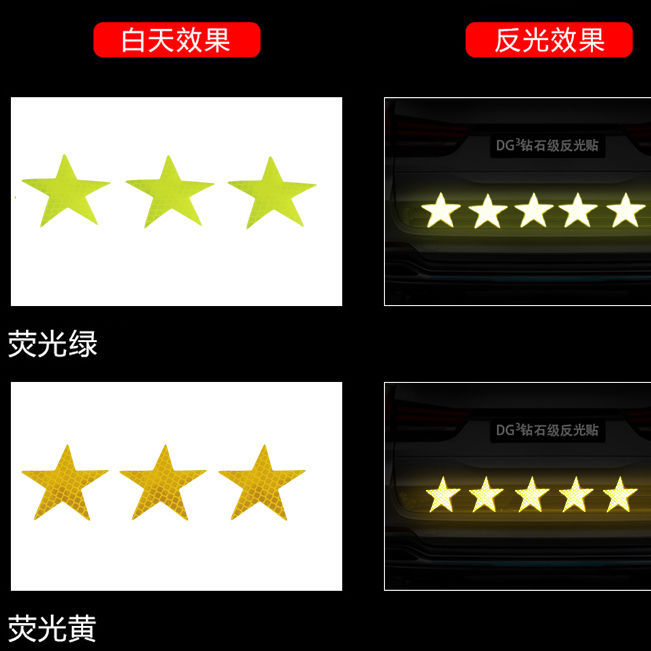 10 stücke Stern Form Reflektierende Reflektor Aufkleber Self Adhesive Sicherheit Warnband für Auto Lkw Motorrad – Detail 3