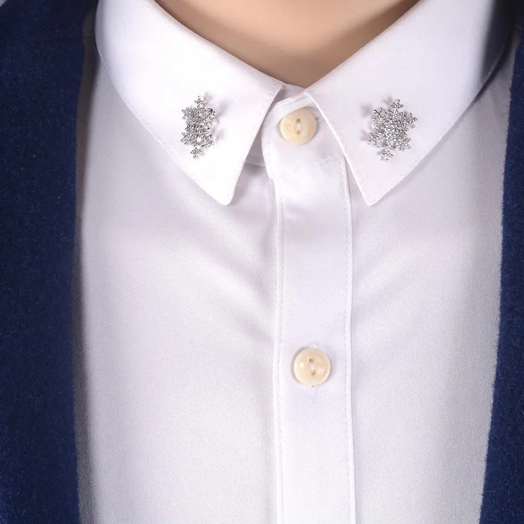 Snowflake Brooches Buckle Collar Pin, Charm Corsage Lapel Pin for
