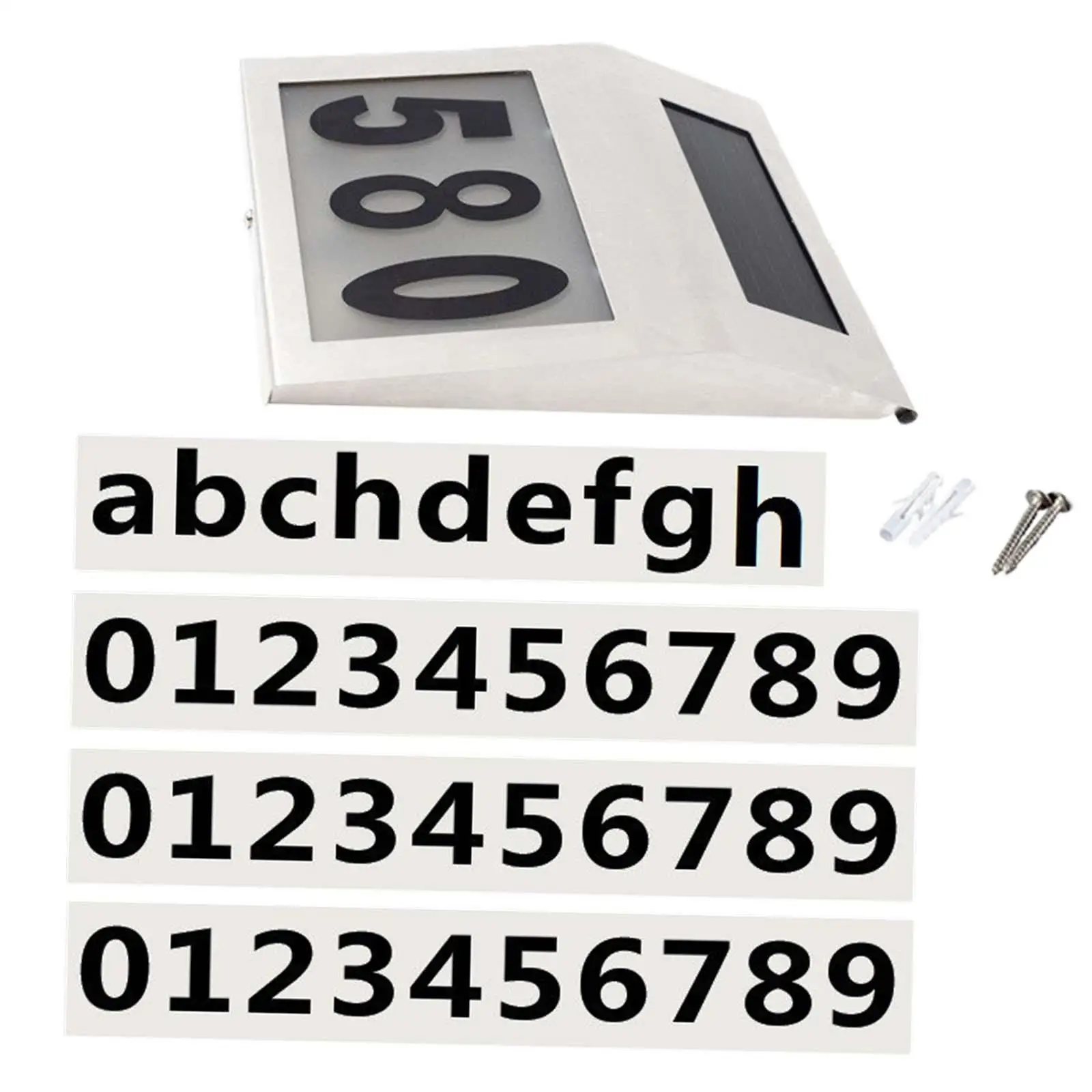 Solar House Number Sign Door Plate Wall Lights LED Illuminated Easy to Mount Wall Mounted for Home Outside Garden Yard Street