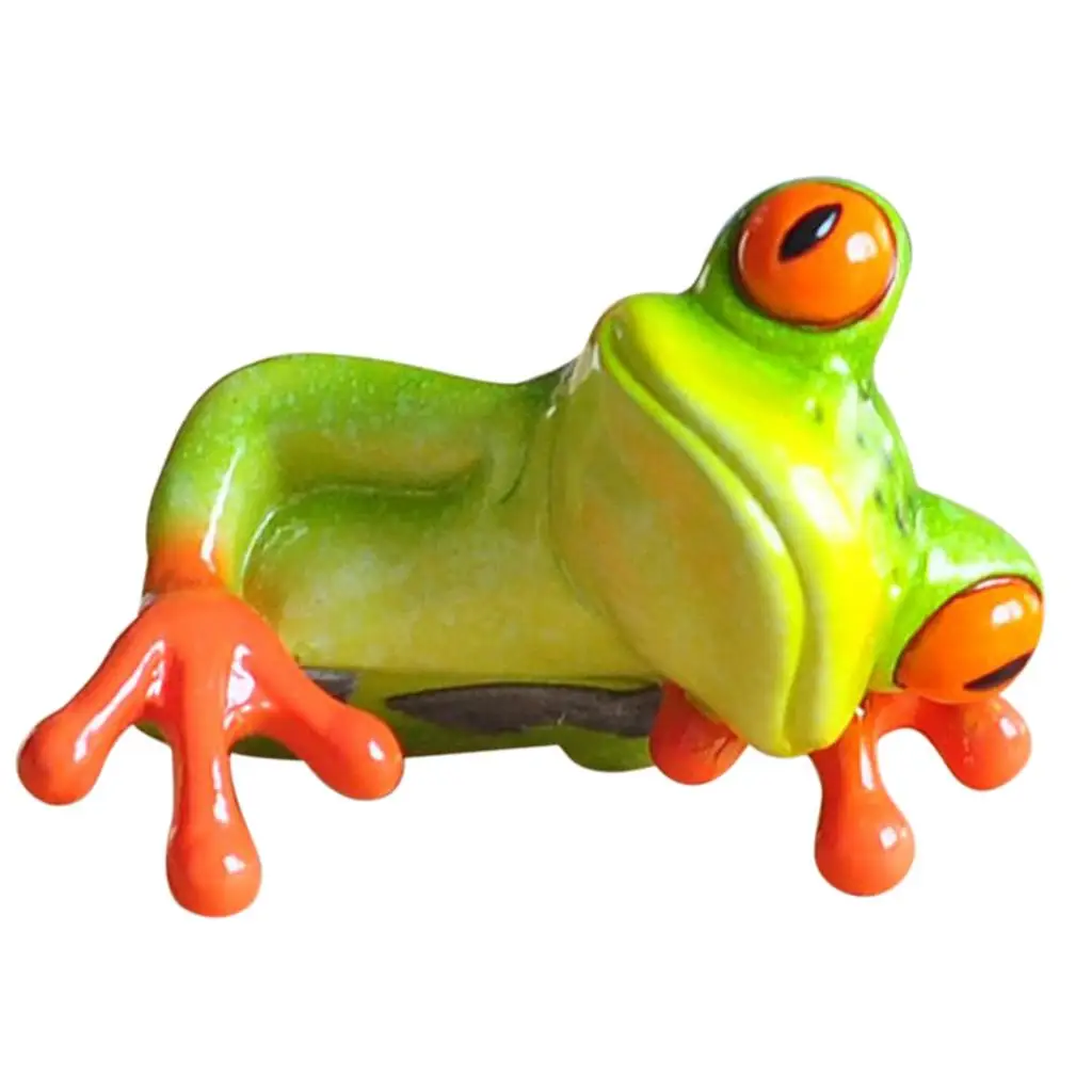 Resin Creative 3D Craft Frog Decoration Office Desk Computer Decoration Gift Home Room Display Garden Lawn Ornament