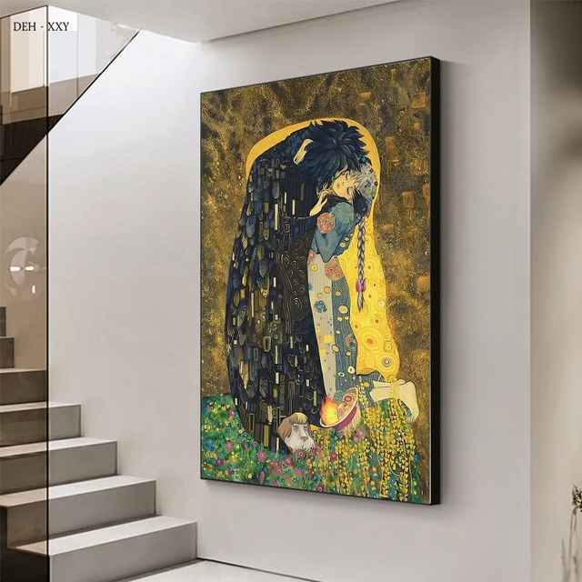 The Kiss By Gustav Klimt dipinti ad olio stampa su tela poster e stampe  famose immagini su tela per soggiorno Cuadros - AliExpress