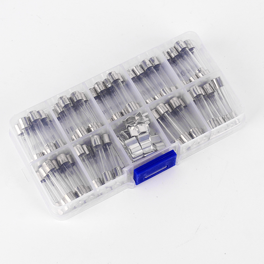 72Pcs 6*30mm Car Glass Tube Fuses Vehicles Electrical Assorted Kit 250V 0.5-30A