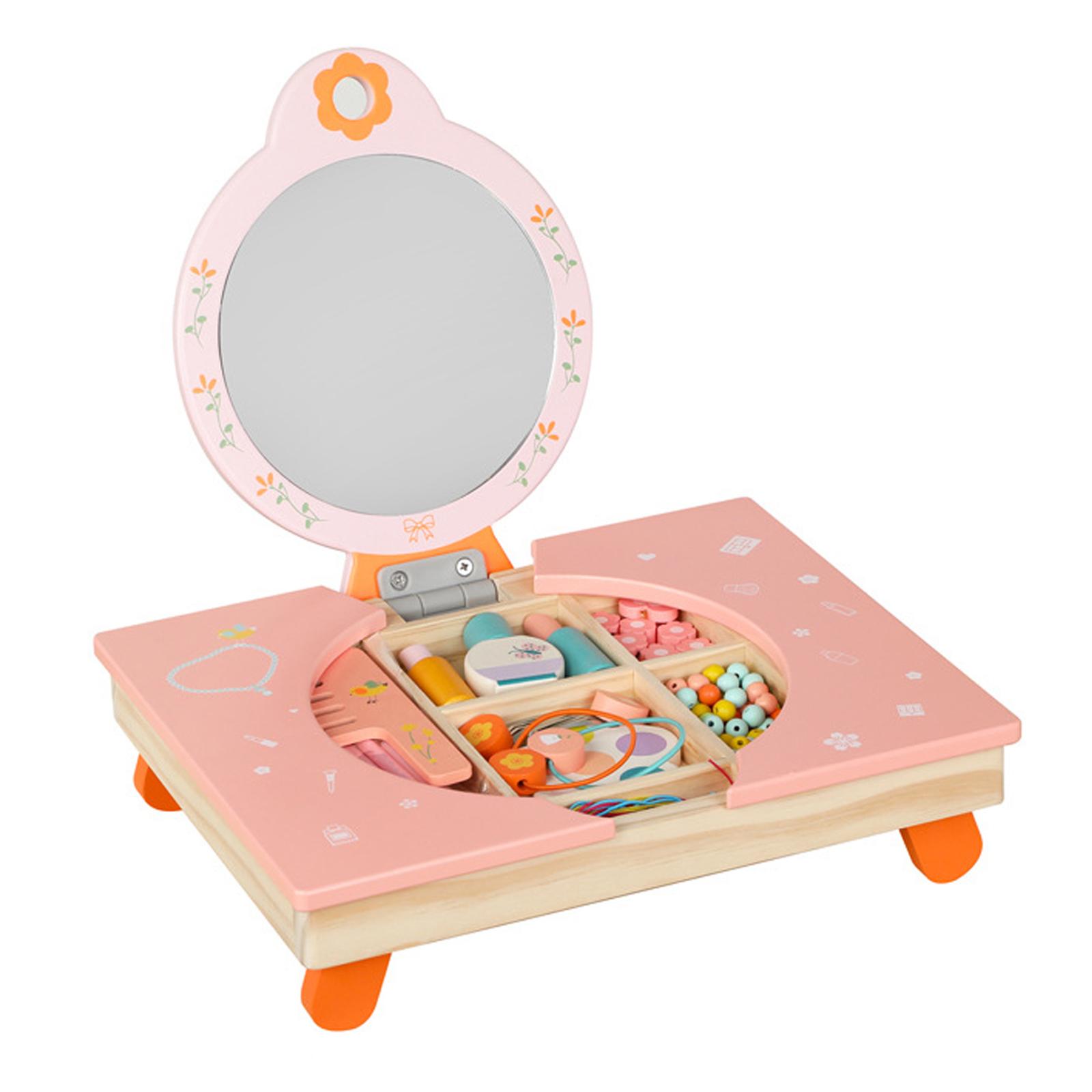 Tabletop Dresser Makeup Toy Portable Playset Learning Toys Makeup Vanity Toys Kids Makeup Vanity Toy for Toddlers Birthday Gifts