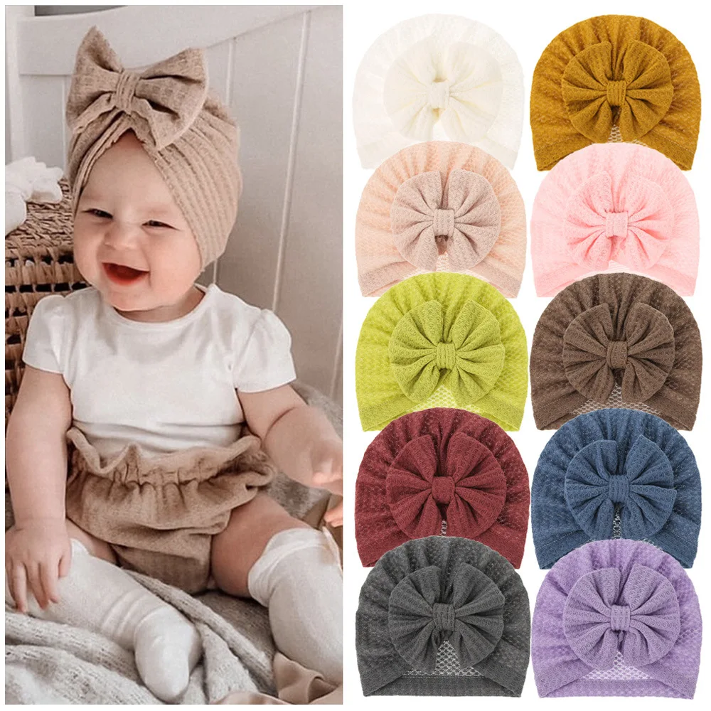 Lovely Bowknot Hats Baby Bonnet Beanie Turban Head Accessories Kids Gifts baby accessories doll	