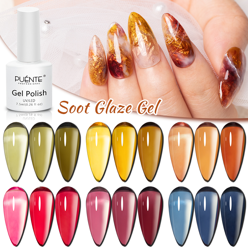 Best of PUENTE Jelly Amber Gel Nail Polish 7.5ML Translucent Soot Glaze Gel Soak Off UV Nail Art Gel Manicure Semi Permanent Varnish Reviews & Tips