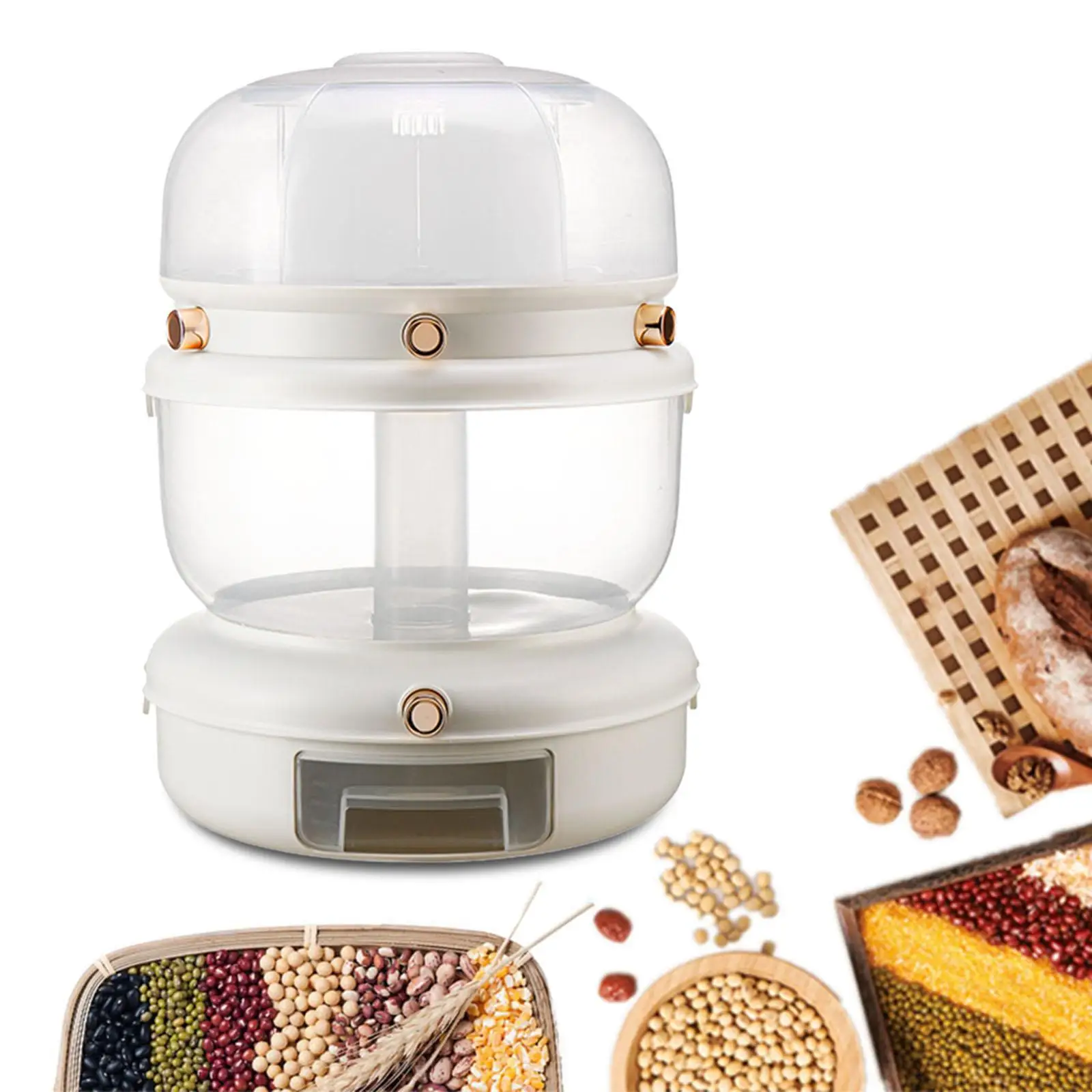 Grain Dispenser Rice Dispenser Rice Barrels Rice Grains Bucket Kitchen Organizer Multifunctional Airtight Large Cereal Dispenser