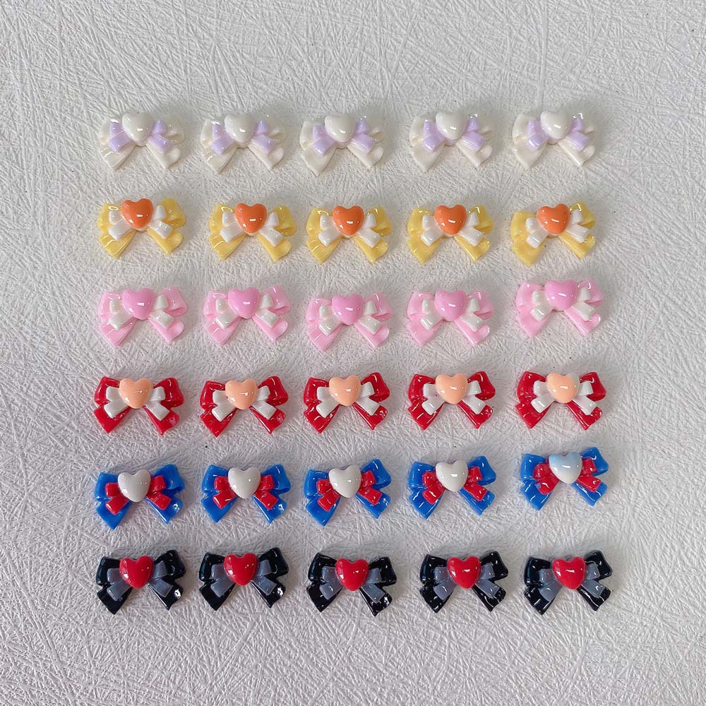 Best of 20Pcs Summer Kawaii Bowknot Nail Art Charms 3D Resin Multicolour Heart Ribbon Bow Nail Decoration Flatback Bowtie Manicure Parts Reviews & Tips