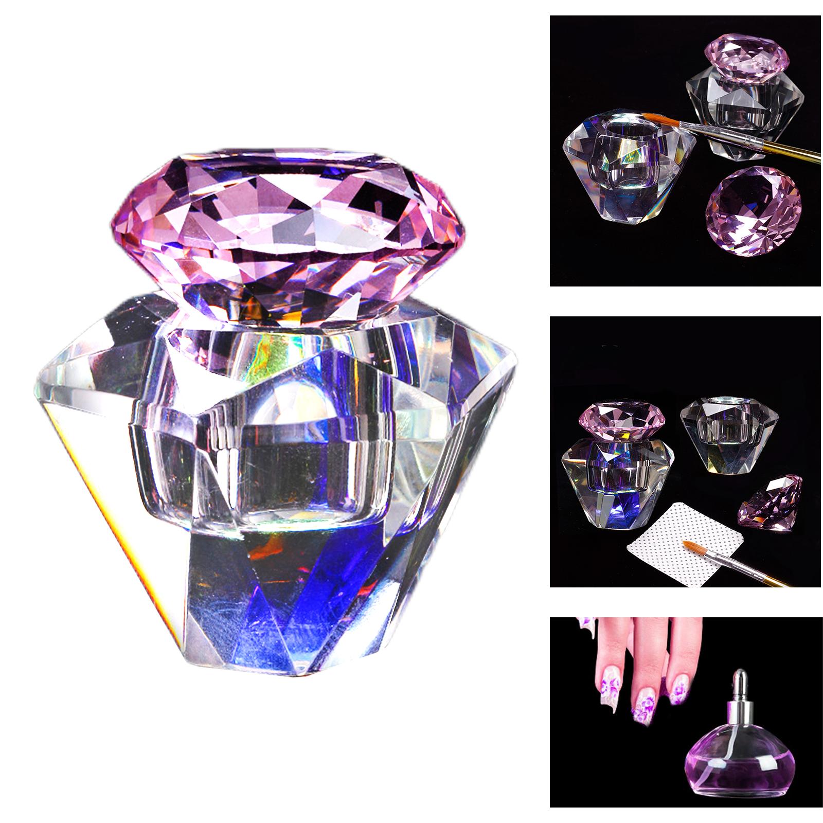 Glass Nail Art Cup with Lids Manicure Care Tools Crystal Glass Jar for Holding Acrylic Liquid