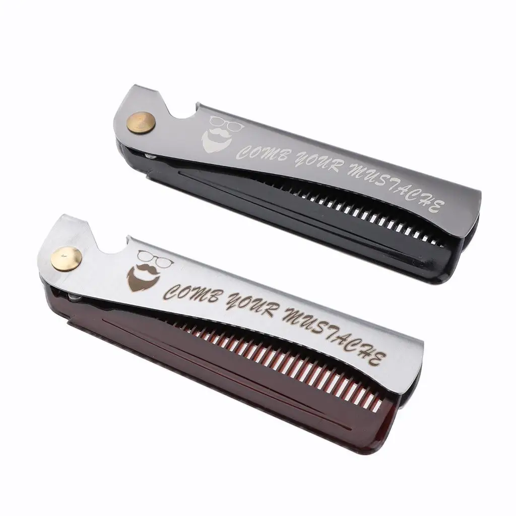 Pocket Stainless Steel Folding Mustache Grooming Comb Hair Styling Comb