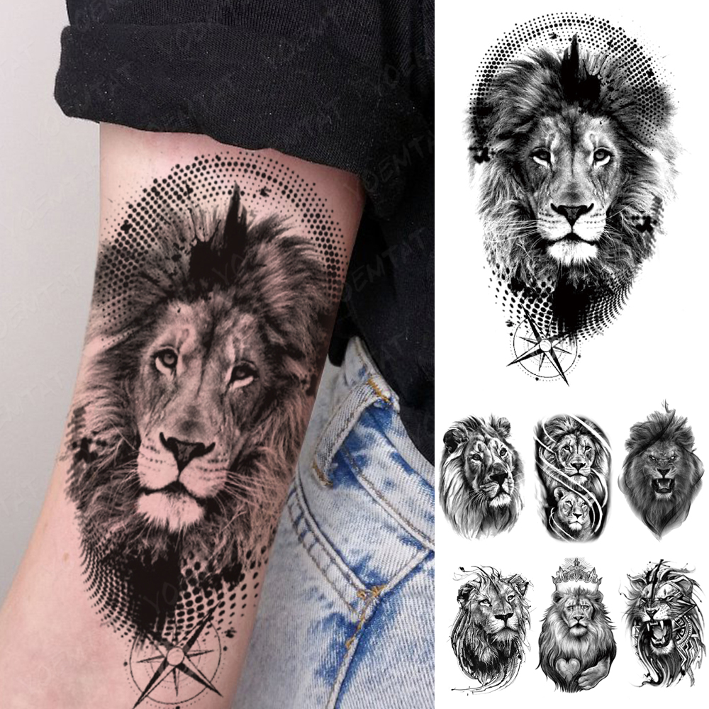 Best of Waterproof Temporary Tattoo Sticker Trash Polka Style Flash Tattoos Lion Animal Compass Body Art Arm Fake Tatoo Men Women Reviews & Tips