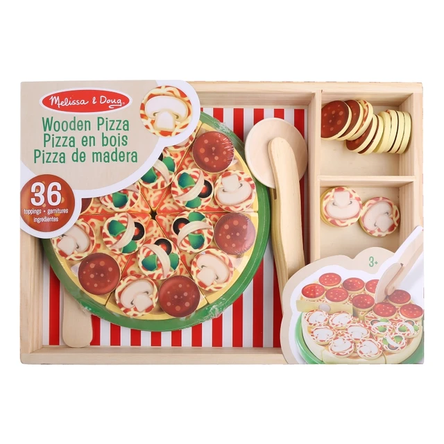 Play Food Set,simulated Pizza Cutting Toys,safe Role Play Wooden Toys For  Kids Children Learning & Educational Gift(1set, Color)