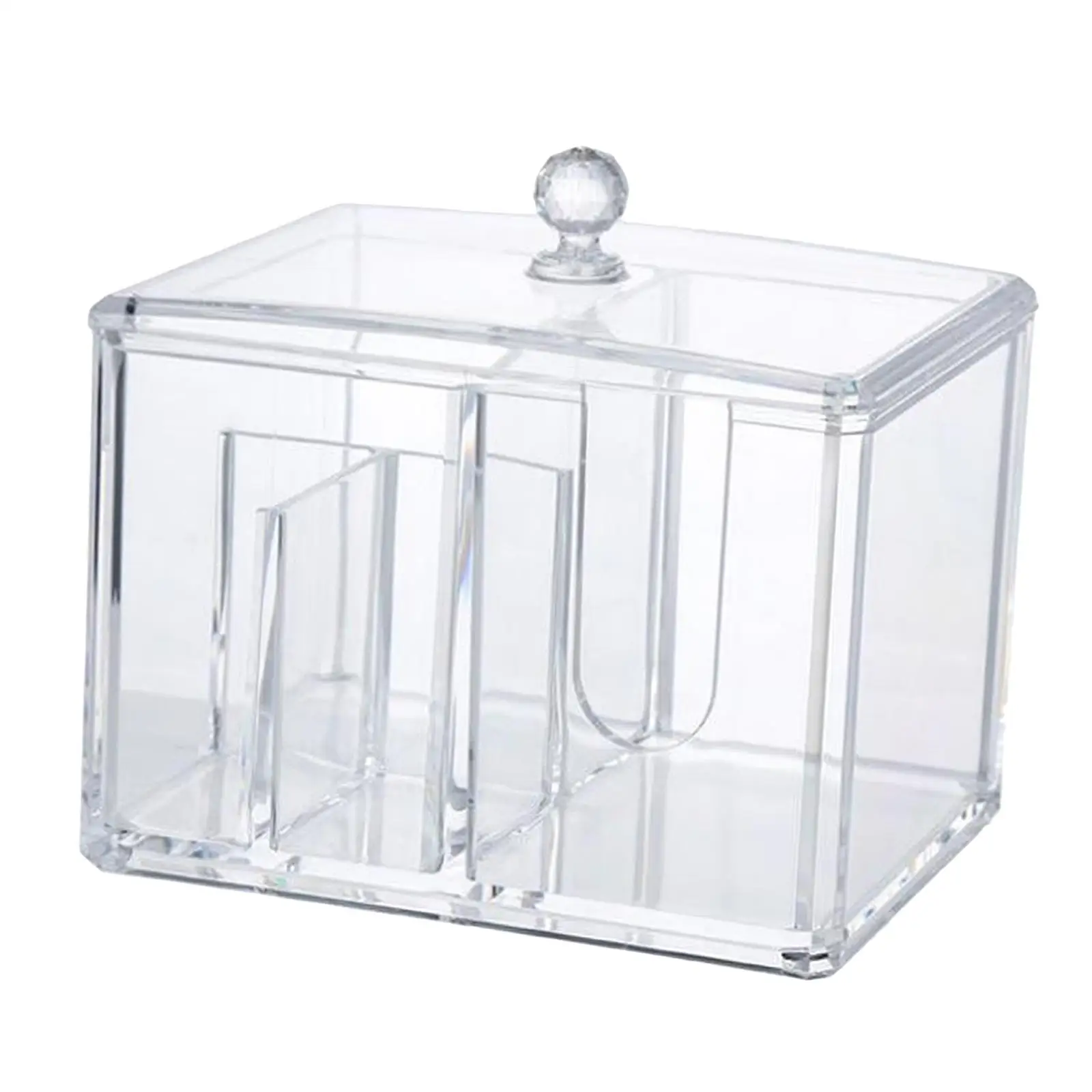 Multi-function Makeup 4 Grid  Pads Swab Holder Container Box with Lid 