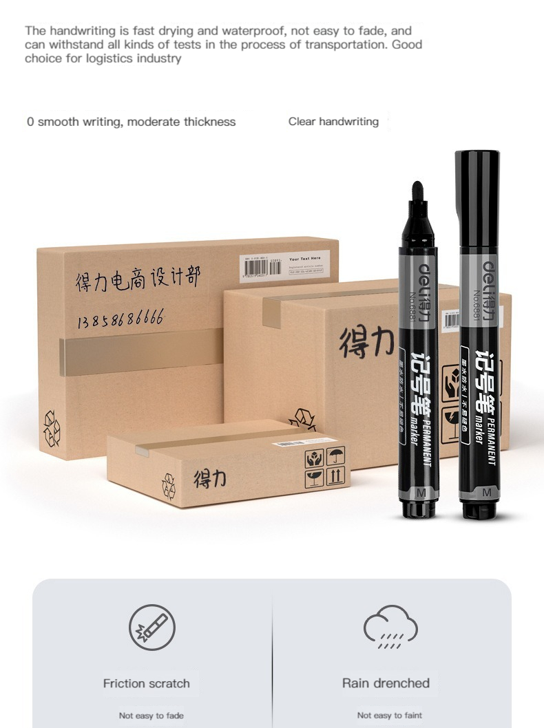 3/6 Pcs/set Deli Permanent Art Markers Pens Waterproof Oil Based Paint Markers for Rock Wood Fabric Plastic Canvas Glass Canvas