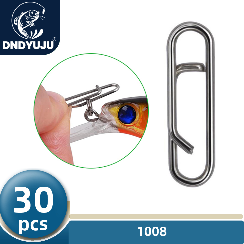 DNDYUJU 30 stücke Angeln Interlock Schöne Snap Schnelle Clips Edelstahl Angeln Barrel Wirbel Köder Haken Stecker Zubehör Pesca – Detail 1