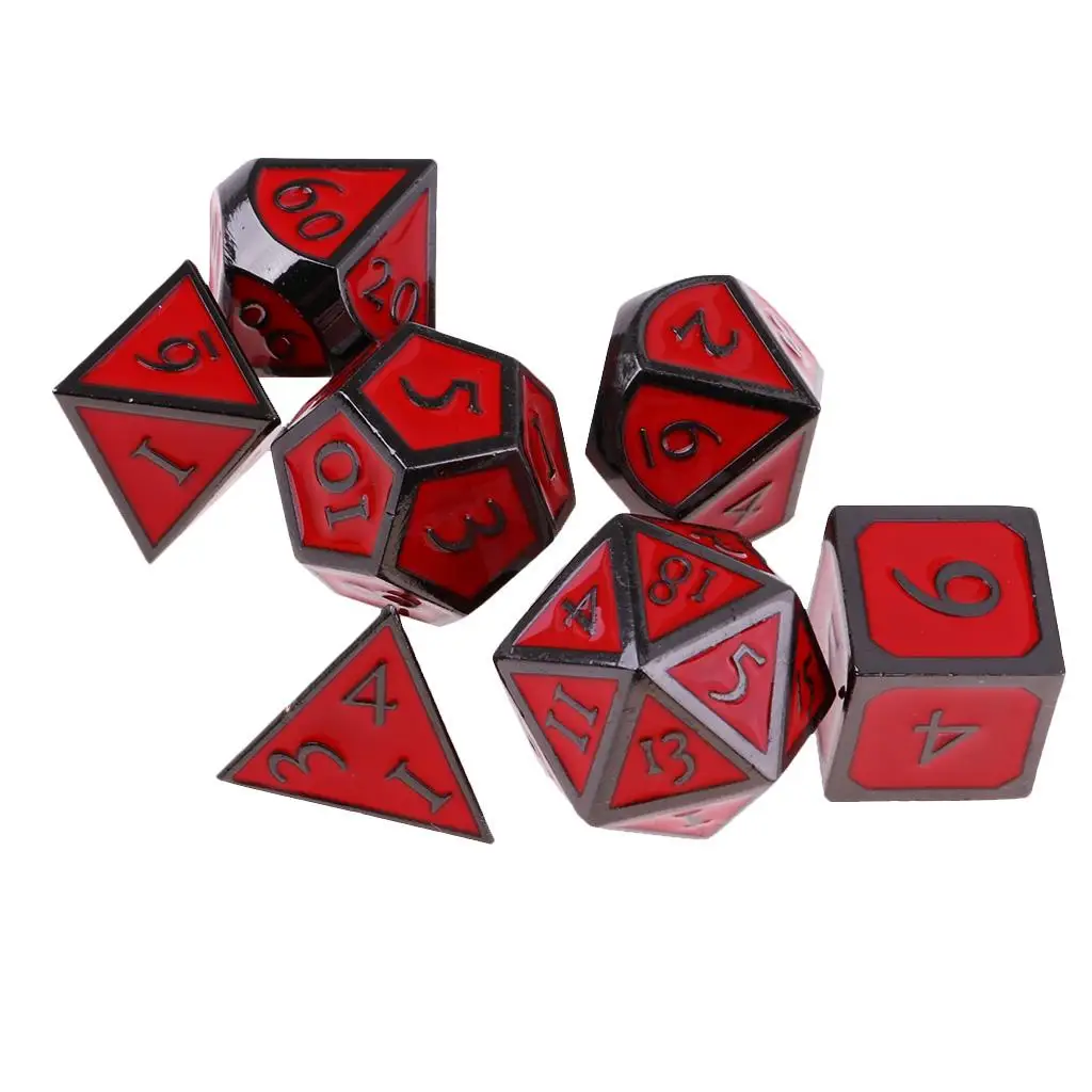 7 Pieces set Mini Polyhedral dice Set Red D8 D10 D12 D20 RPG