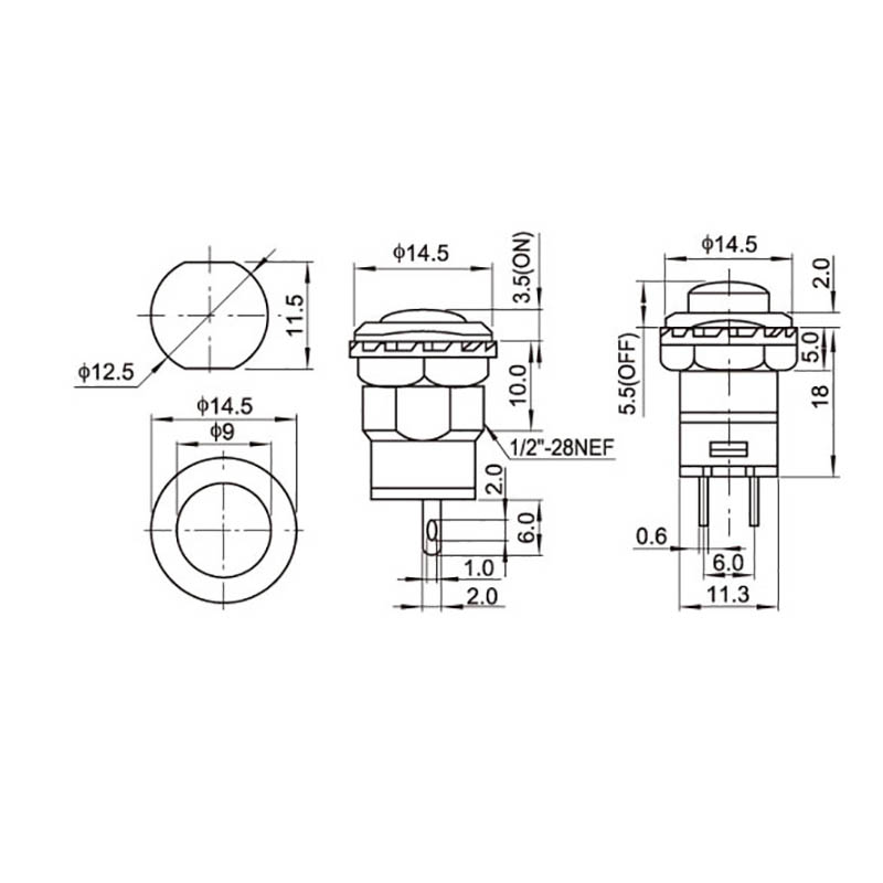 Description Picture 3 of item6pcs Self-Lock /Momentary Pushbutton Switches DS427 DS428 12mm OFF- ON Push Button Switch 3A /125VAC 1.5A/250VAC DS-427 DS-428