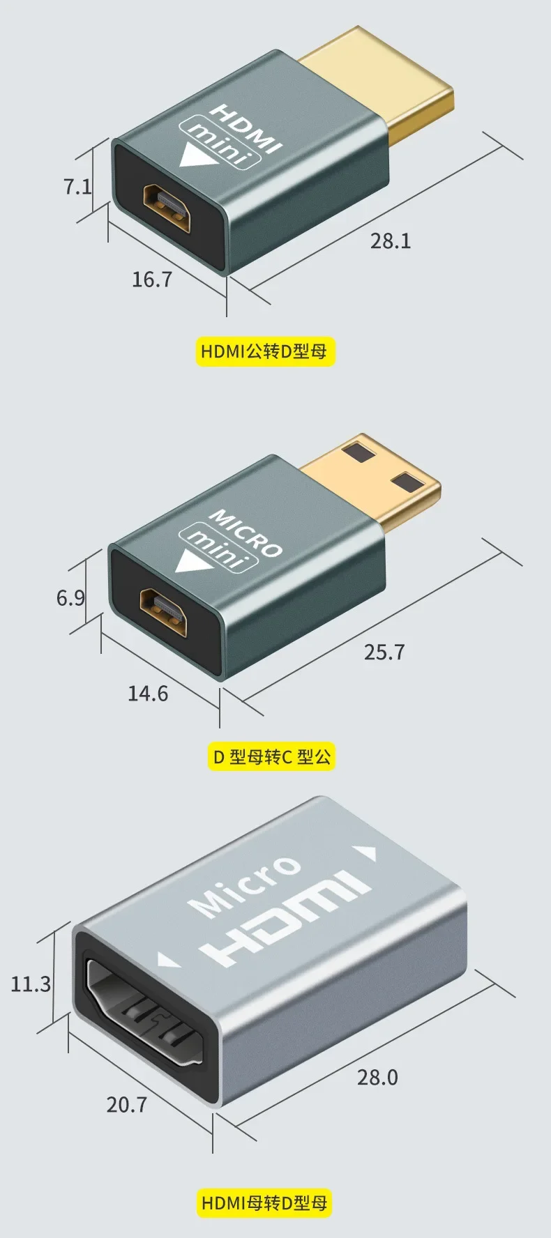 Title 14, Mini micro hdmi 4k 60hz, compatível com convers...