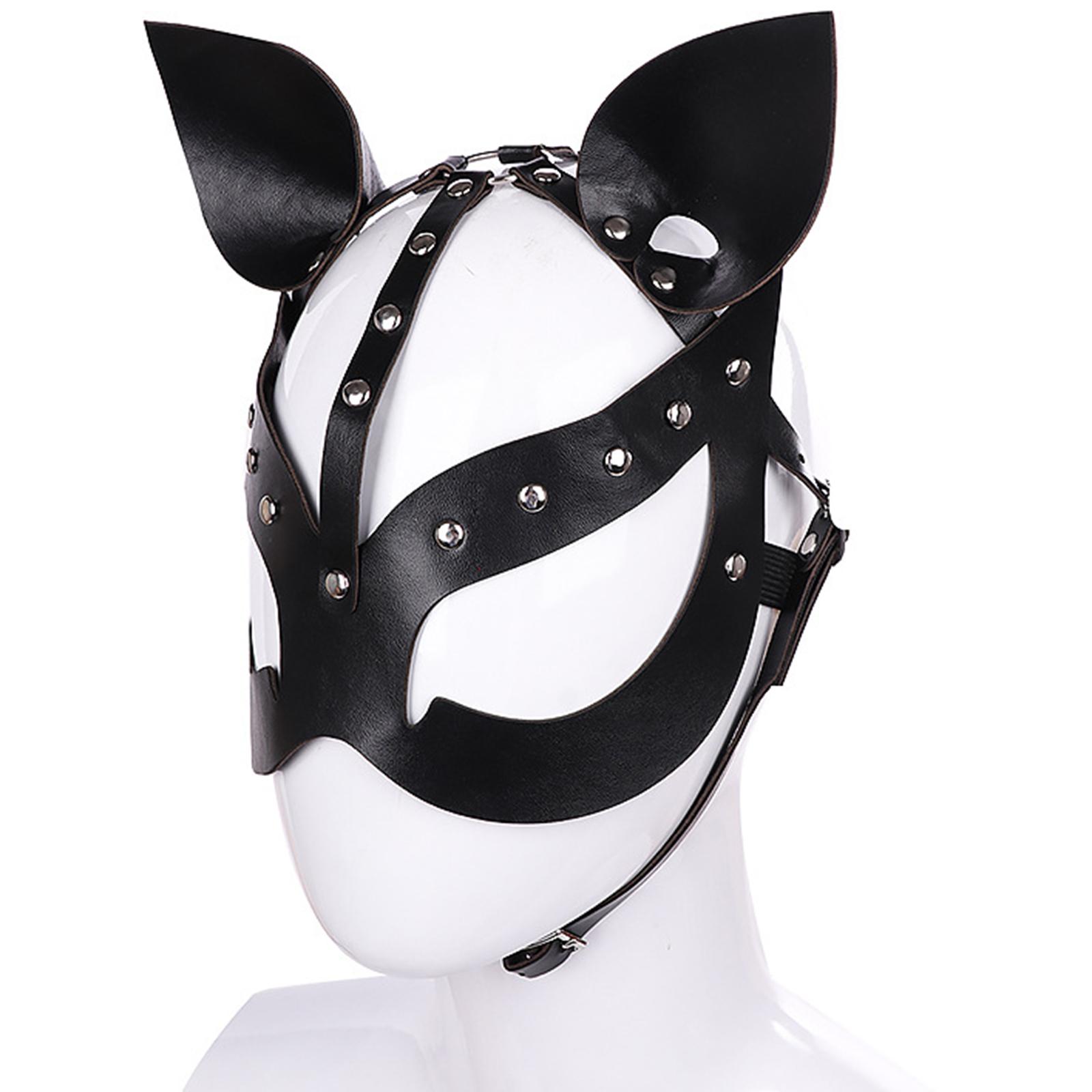 Women Cat Masks Masquerade Masked Costume Accessory Cosplay with Ears Party with Spikes Mardi Gras Half Face Halloween