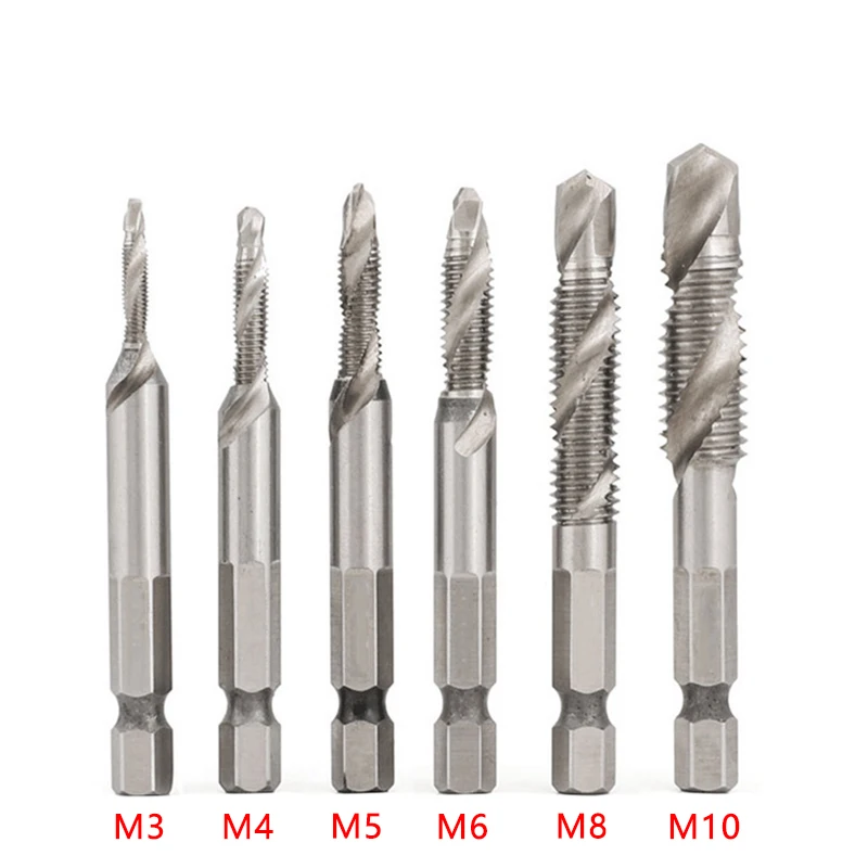 Description Picture 3 of itemTitanium Tap Drill Titanium Plated Hex Shank HSS Screw Thread Metric Tap Drill Bits Screw Machine Compound M3 M4 M5 M6 M8 M10